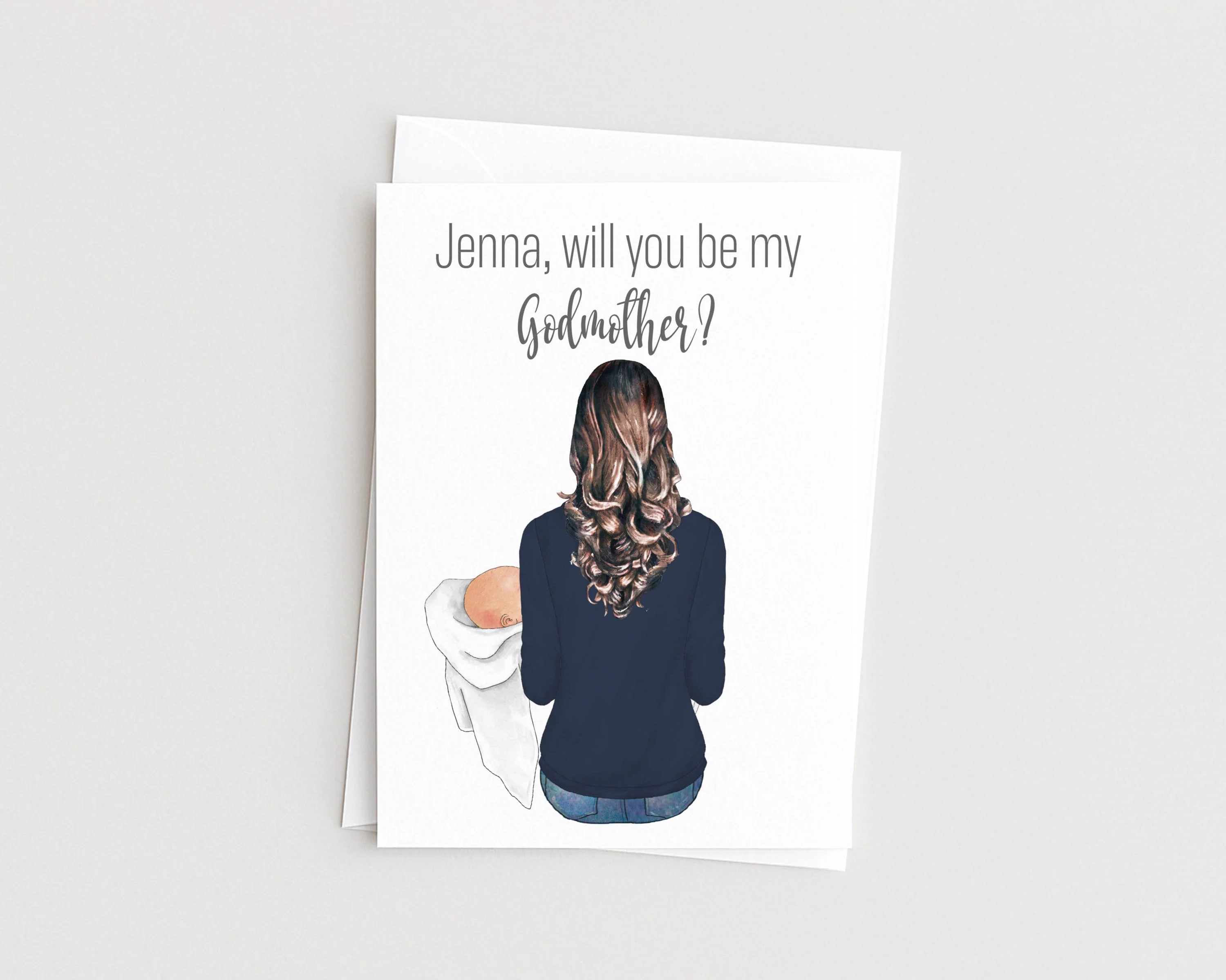 Will You Be My Godmother Personalized Godparents Portrait Greeting Card