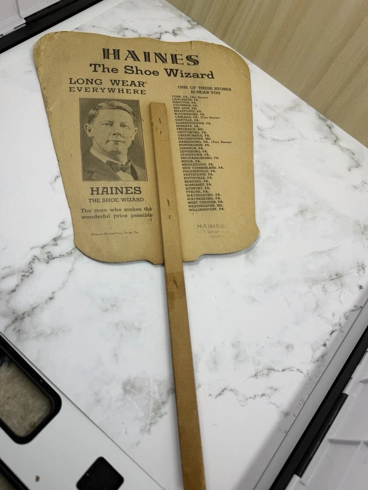 Vintage 1920s Haines The Shoe Wizard Advertising Fan York PA William Coffin - image 4