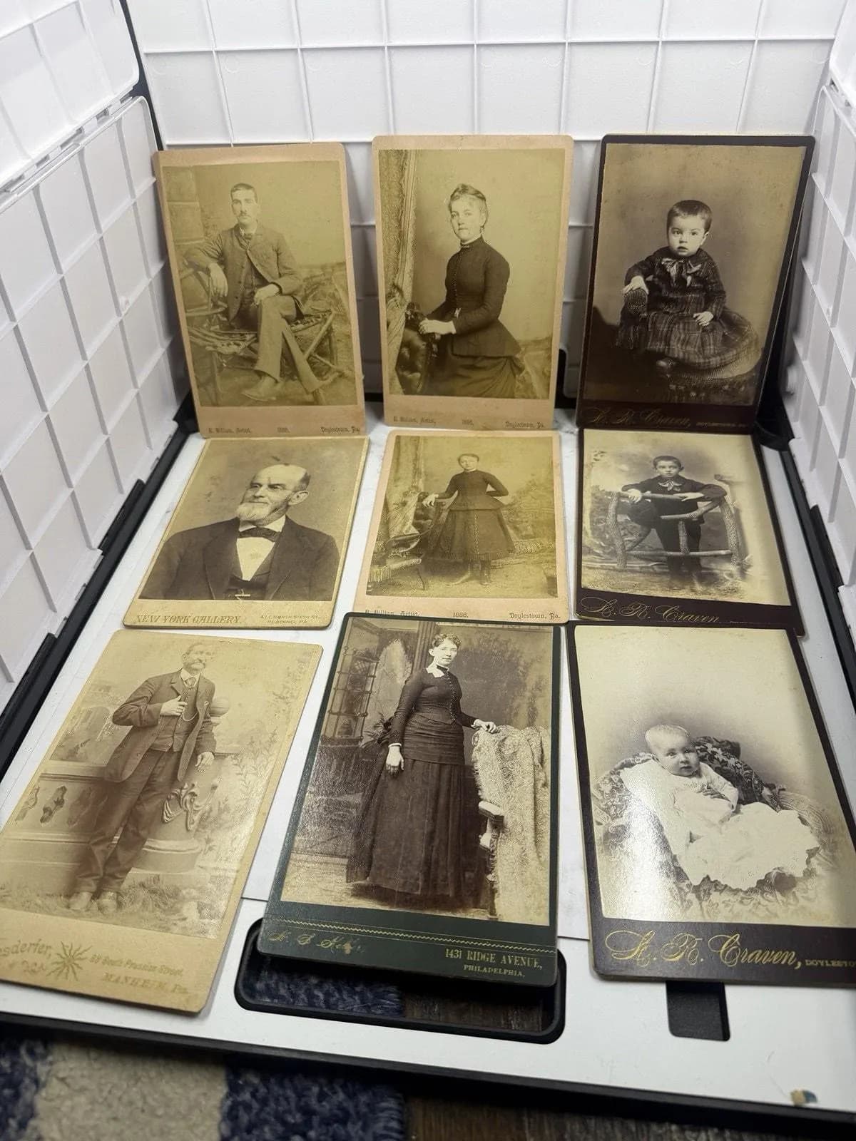 Lot of 9 Antique Cabinet Cards Vintage 1880s 1890s Victorian Photo Portrait Lot