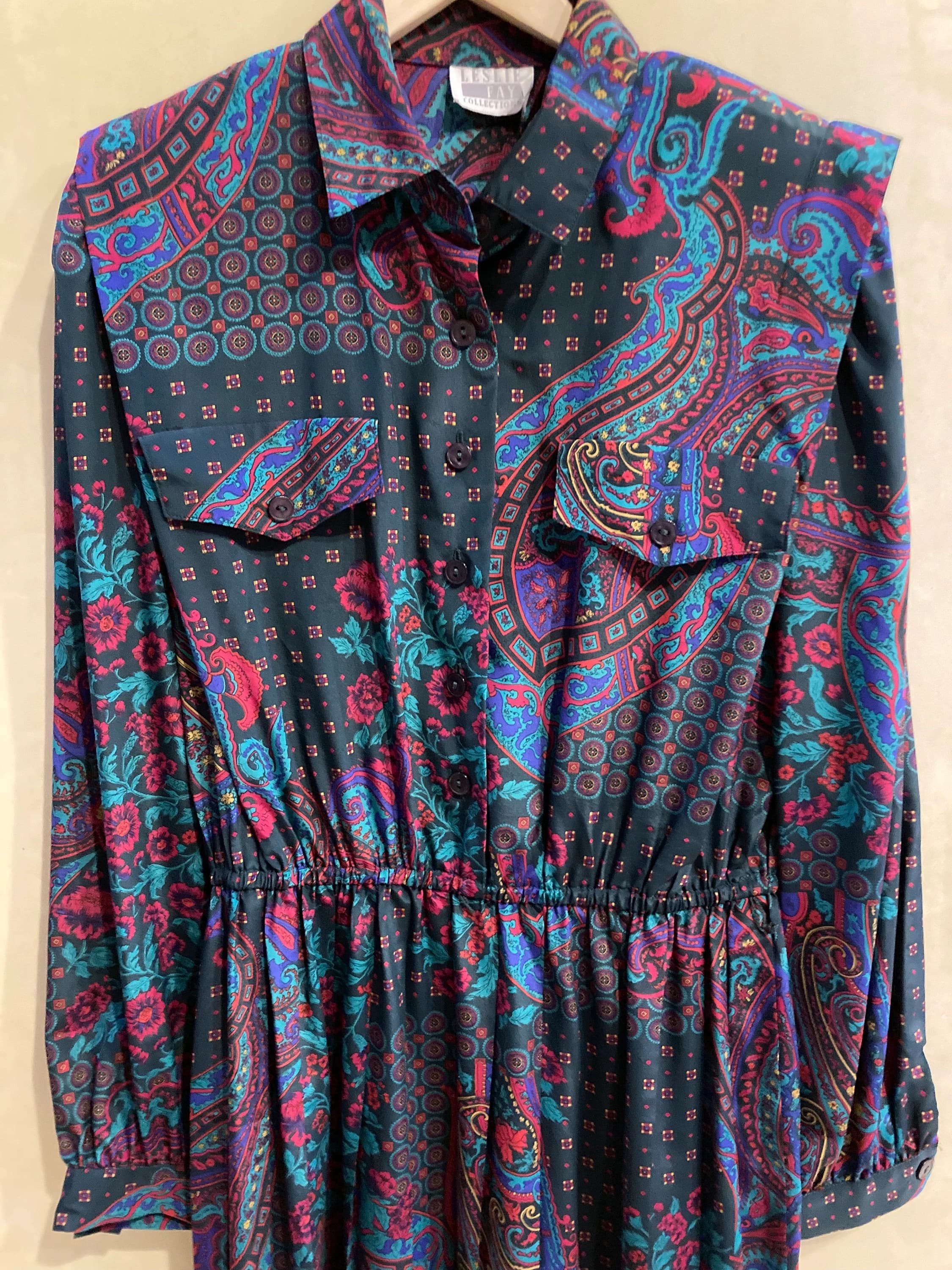Leslie Fay Mixed Print Shirt Dress - image 4