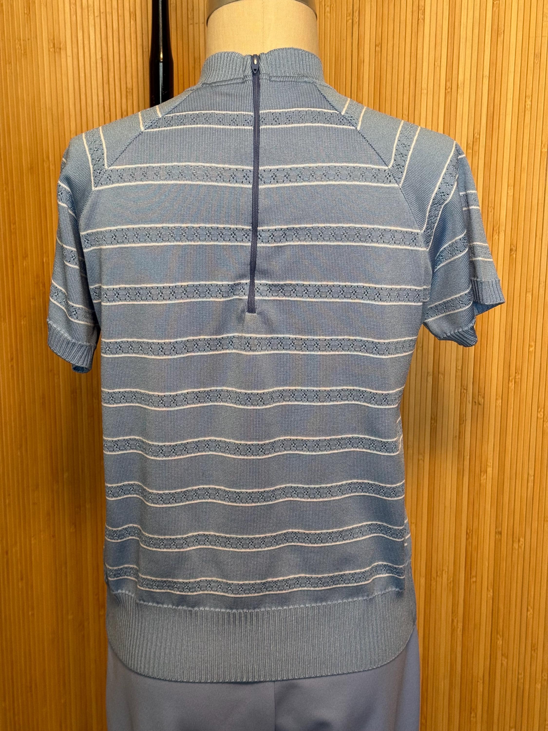 70s Givenchy Sport Short-Sleeved Knit Top, Striped Pointelle Cardigan and Coordinating Pull-on Pant - image 4