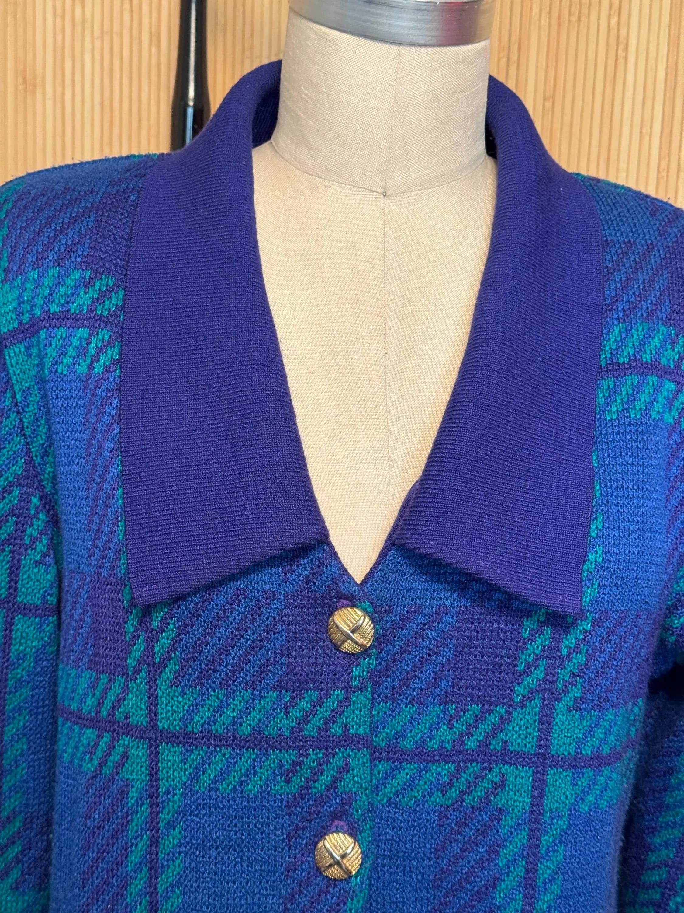80s Mita Jewel-tone Knit Lady Jacket Cardigan