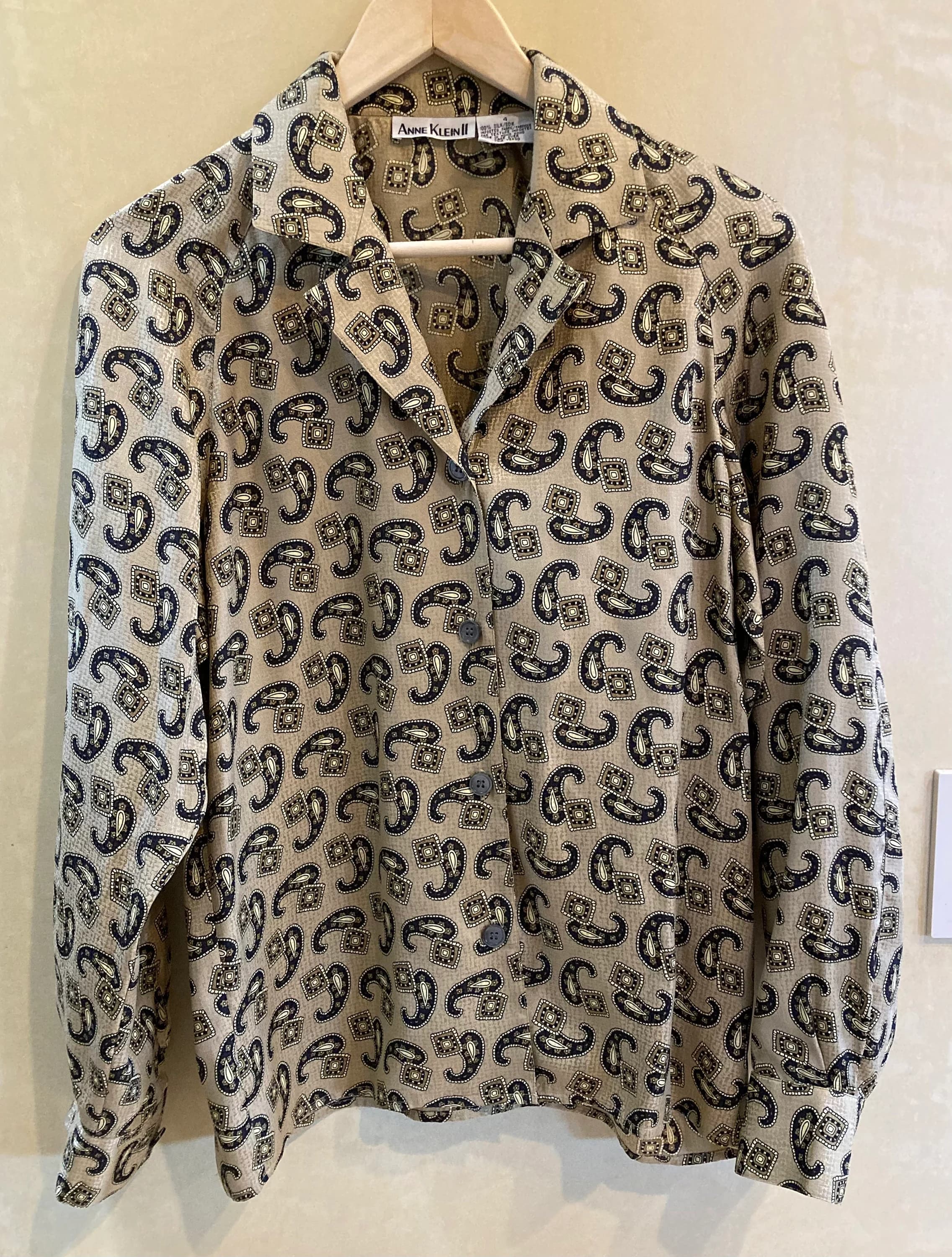 Ann Klein II Paisley Print Silk Blouse