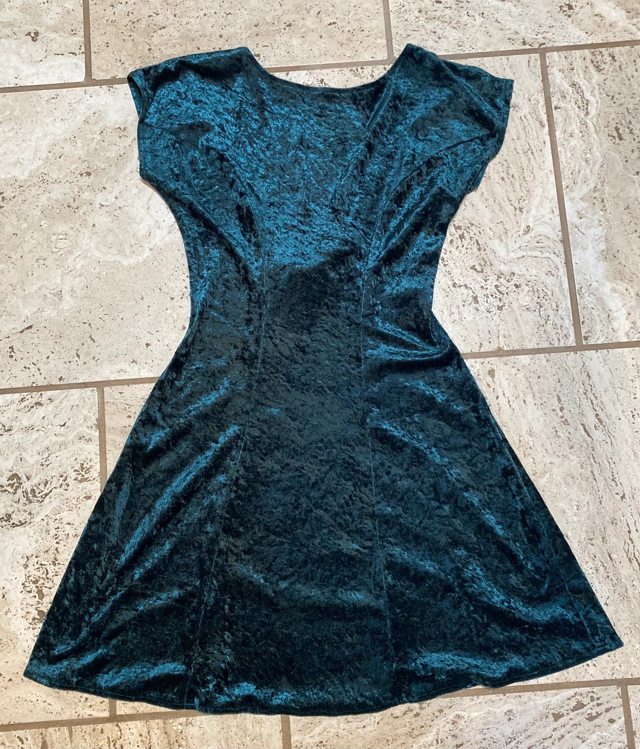 1990s Crushed Velvet Low Back Dress - image 5