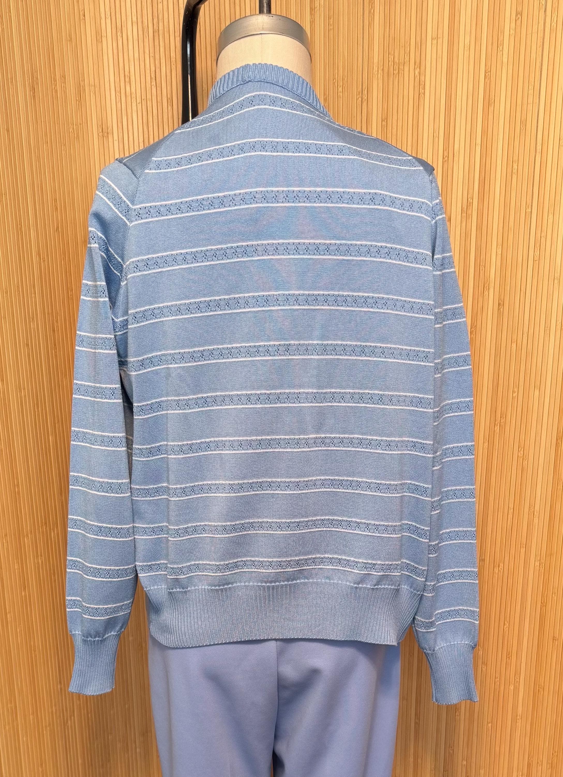 70s Givenchy Sport Short-Sleeved Knit Top, Striped Pointelle Cardigan and Coordinating Pull-on Pant - image 5