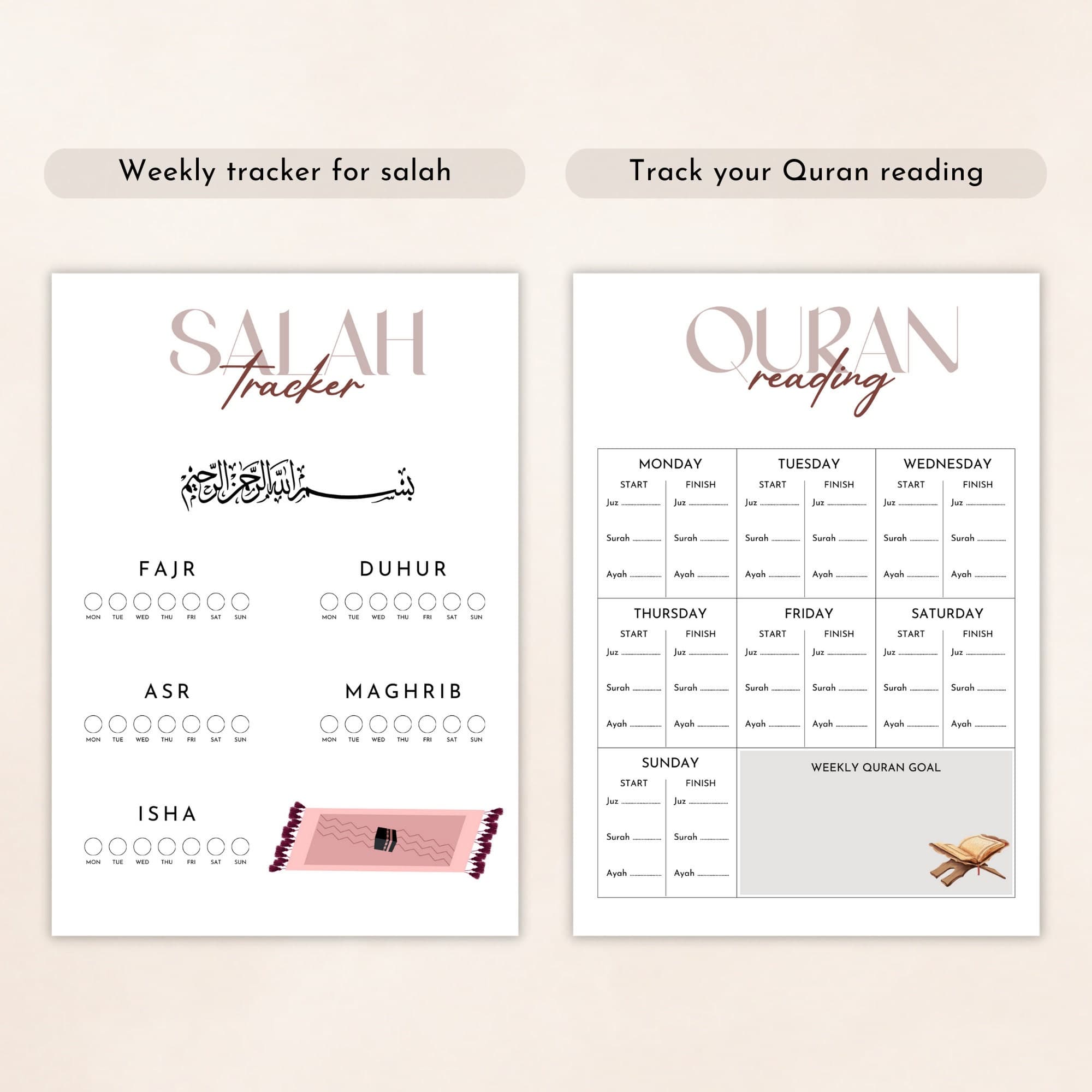 Weekly Muslim Planner: Quran & Salah Tracker (Digital Planner) - image 5