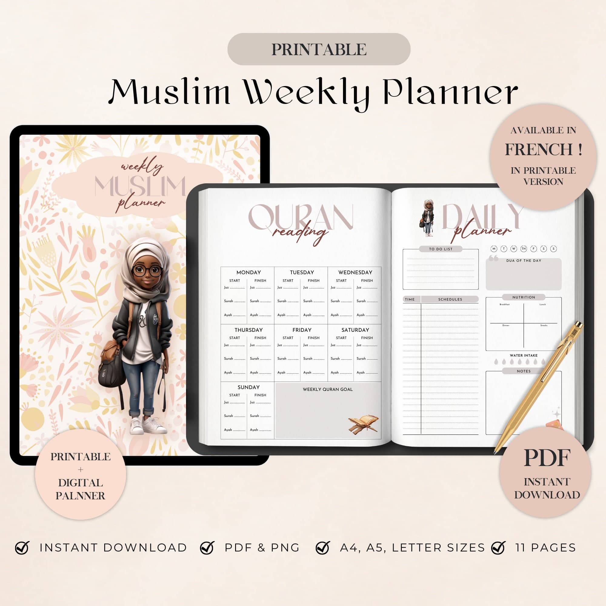 Weekly Muslim Planner: Quran & Salah Tracker (Digital Planner) - image 3
