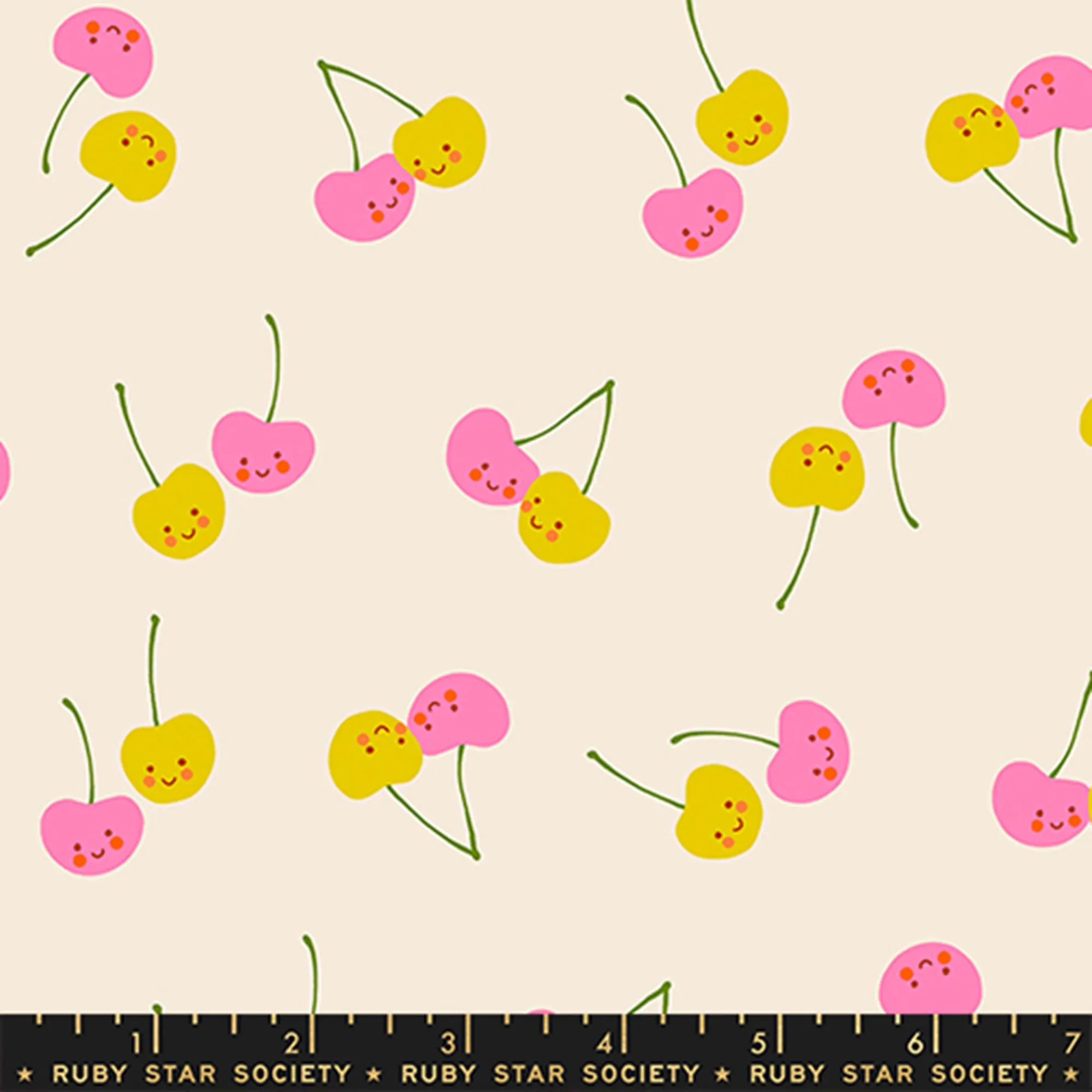Ruby Star Society Trinketry by Melody Miller - Cherry Friends Print in Natural (Item # RS0112 11) - yardage