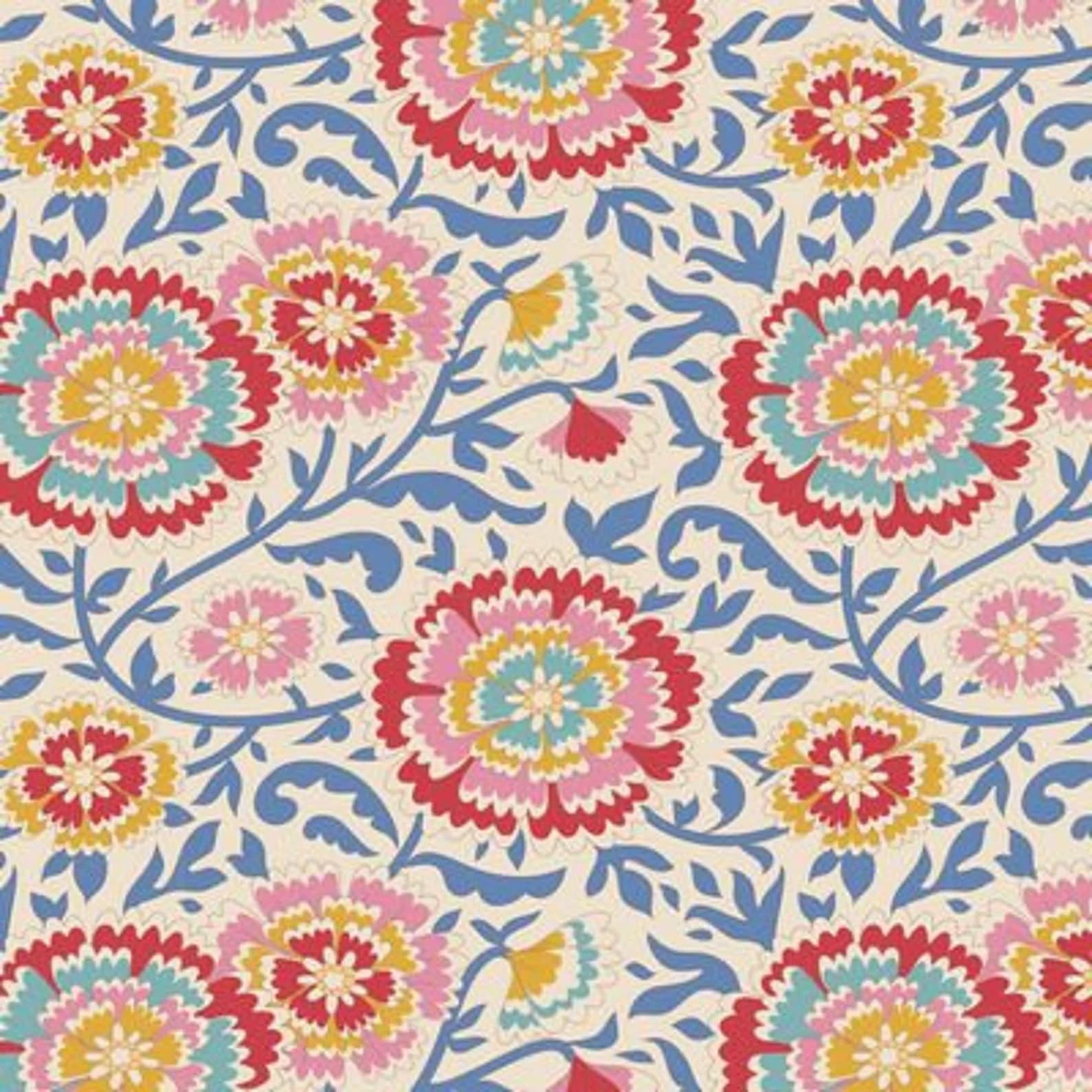 Jubilee, Elodie, in Blue, TIL100560-V15, by Tone Finnanger, For Tilda Fabrics, sold by the 1/2 yard or the yard