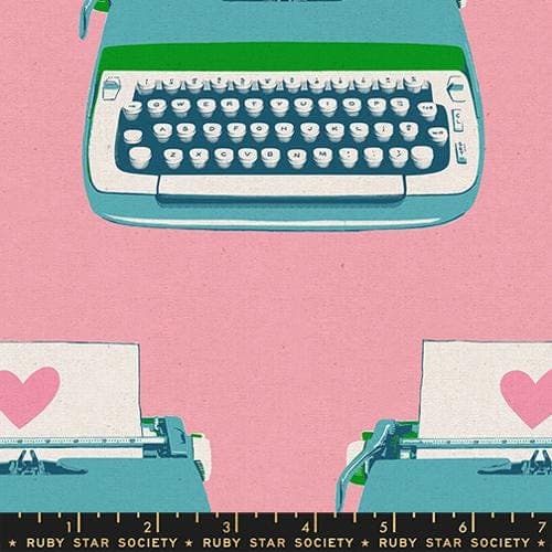 Best Day Ever, Typewriters, Canvas, in Posy, RS0108 19L, By Melody Miller, Ruby Star Society, Moda, sold by the yard