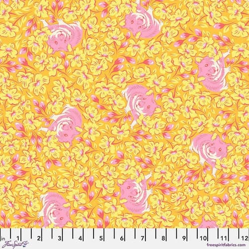 Besties, Chubby Cheeks, in Buttercup , by Tula Pink,  FreeSpirit Fabrics, sold by the 1/2 yard or the yard