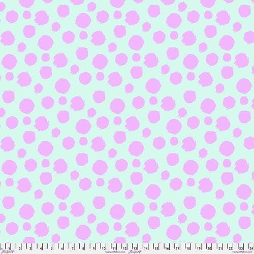 Tabby Road Déjà Vu, Fur Ball, in Technomint, by Tula Pink, for FreeSpirit Fabrics, sold by the 1/2 yard or the yard