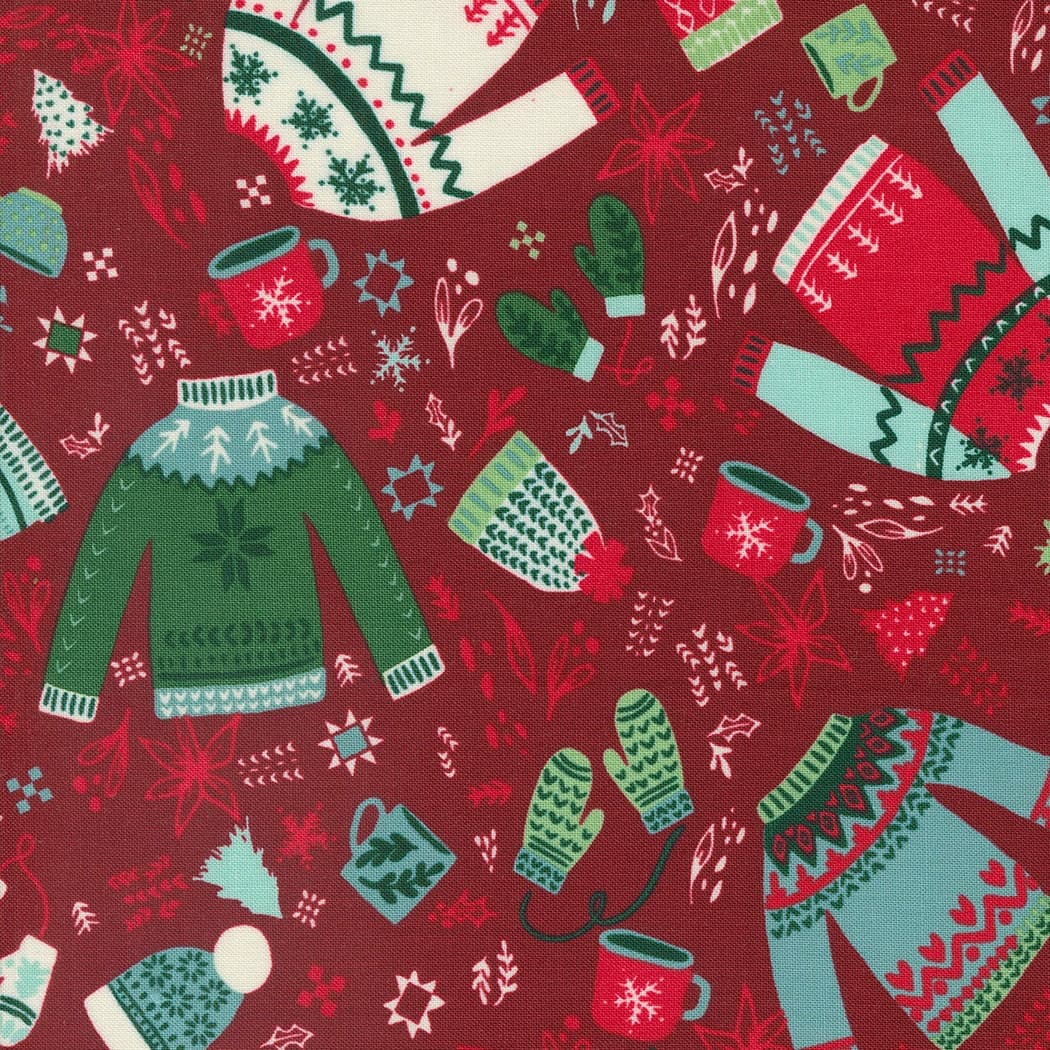Cozy Wonderland, Cozy Please, Novelty Sweaters, in Burgundy, 45591 13,  Fancy That Design House, Moda, sold by the 1/2 yard or the yard