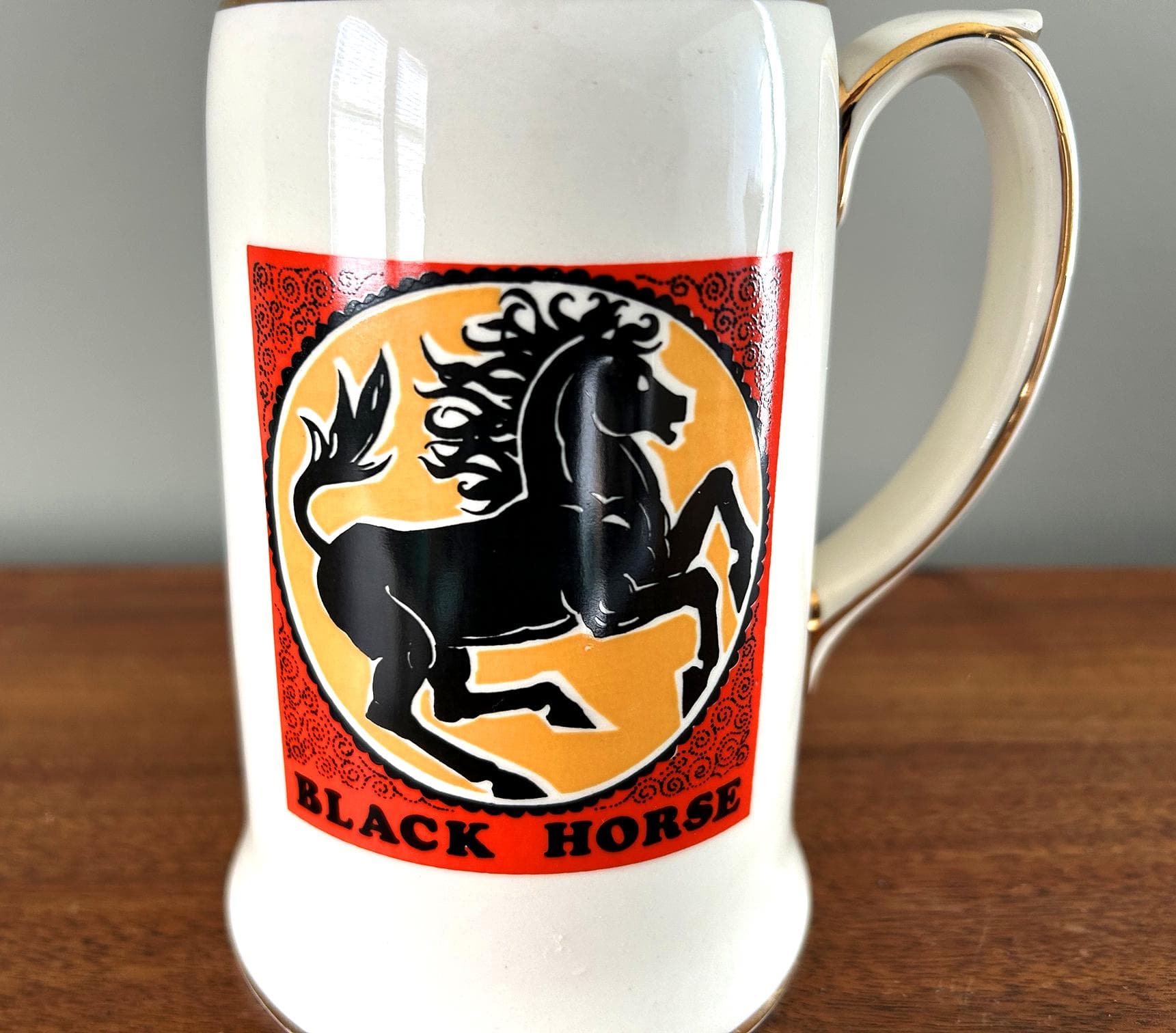Vintage Souvenir Mug Black Horse Ye Olde Inn Sadler England - image 4