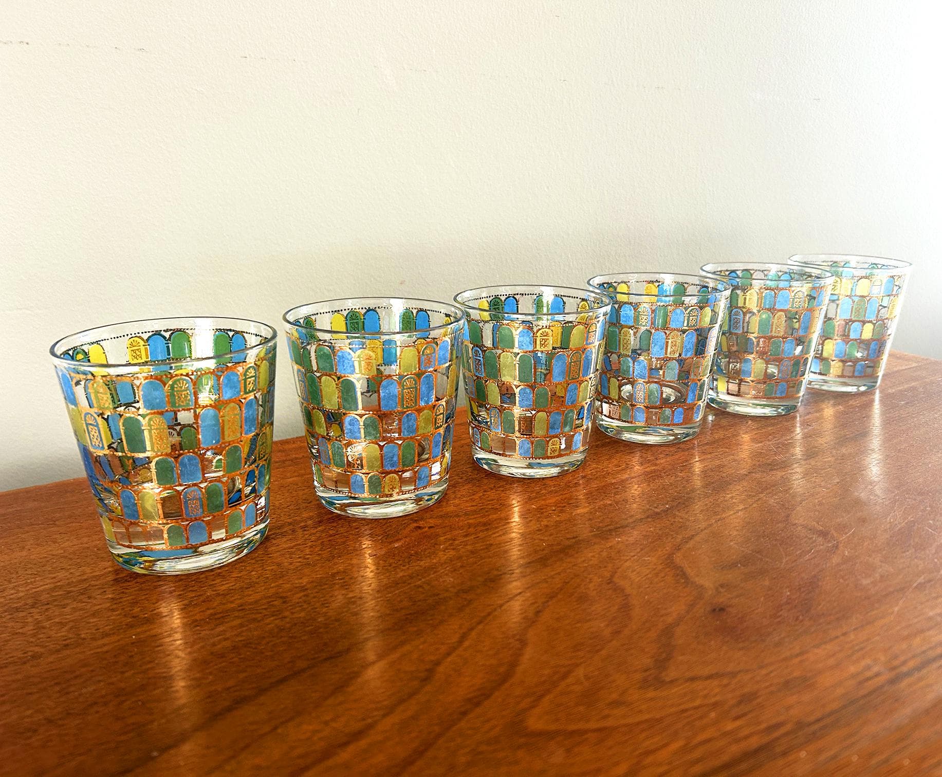 Vintage Cera Low Ball Cathedral Window Design Drinking Glasses - Set of 6 - image 5