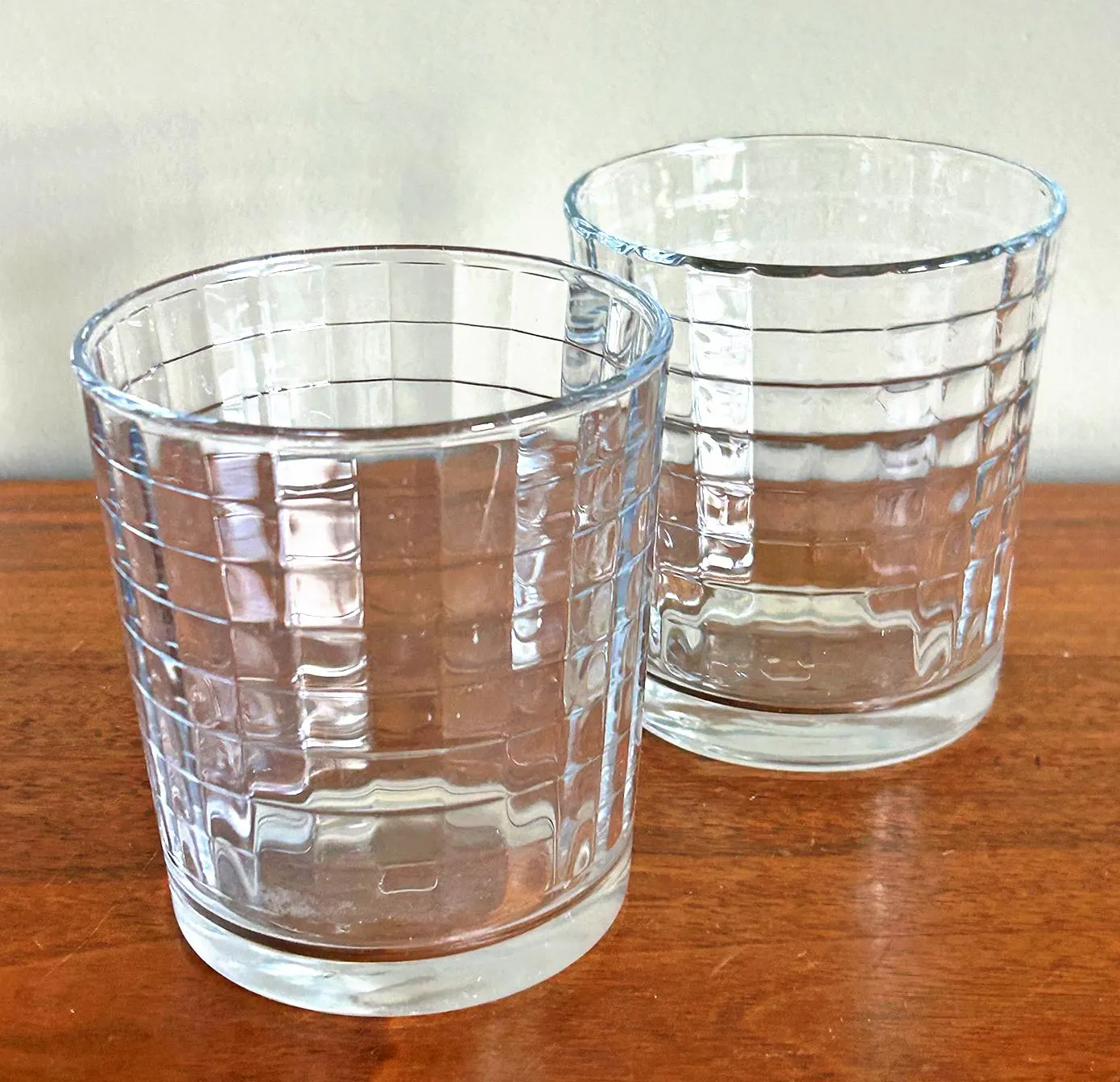 Vintage Pasabahce Scotch Cooler Optic Windowpane Old Fashioned Rocks 12 oz 4" Glasses- Set of 2 - image 4