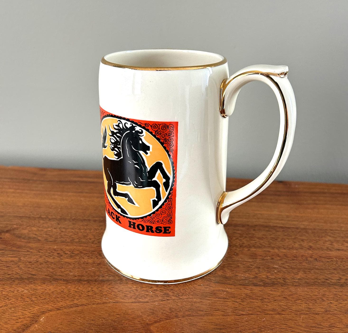 Vintage Souvenir Mug Black Horse Ye Olde Inn Sadler England - image 3