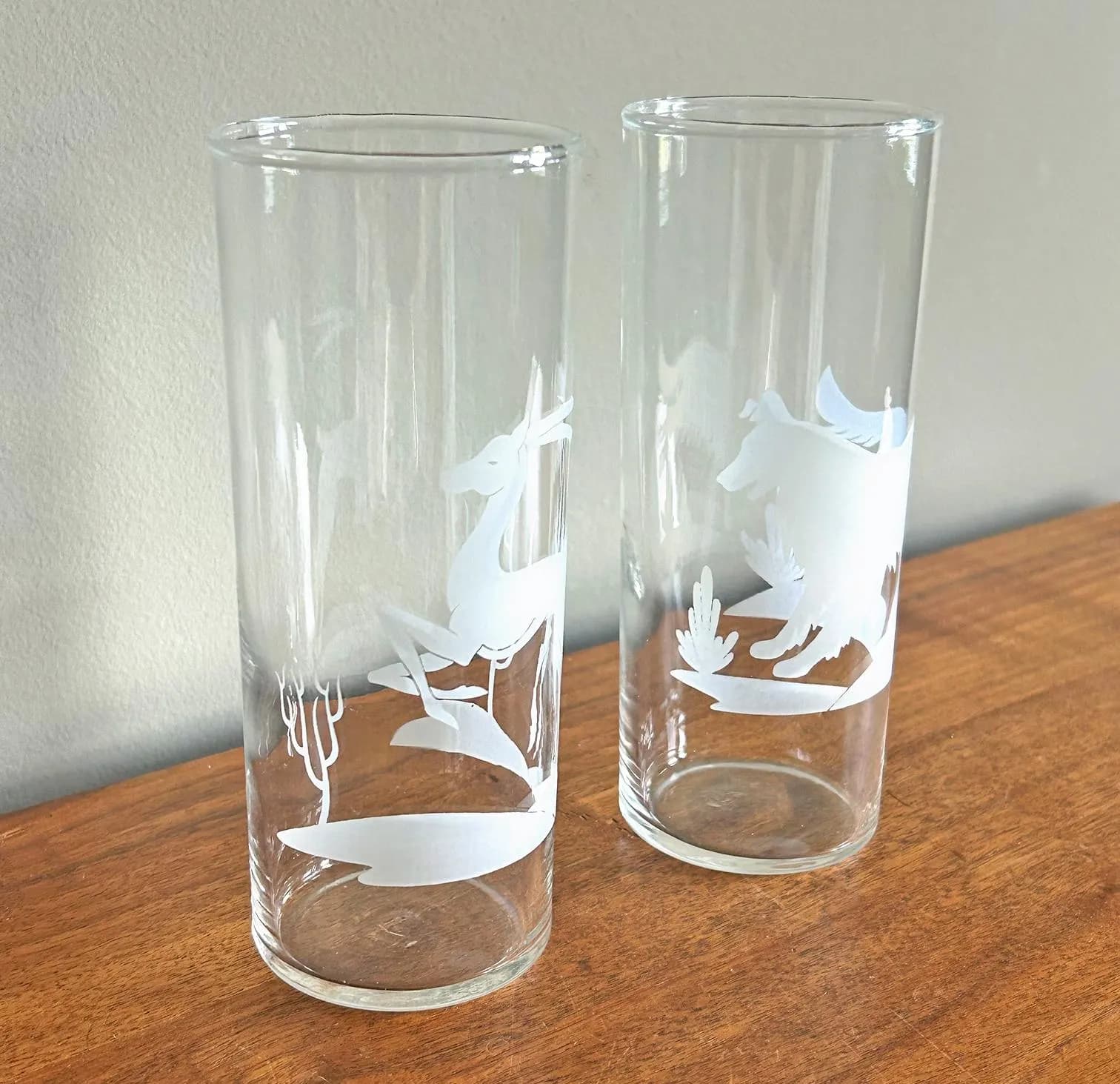 Vintage Mid Century Modern Dog and Gazelle 12 oz Highball Glass Tumblers - Set of 4 - image 5