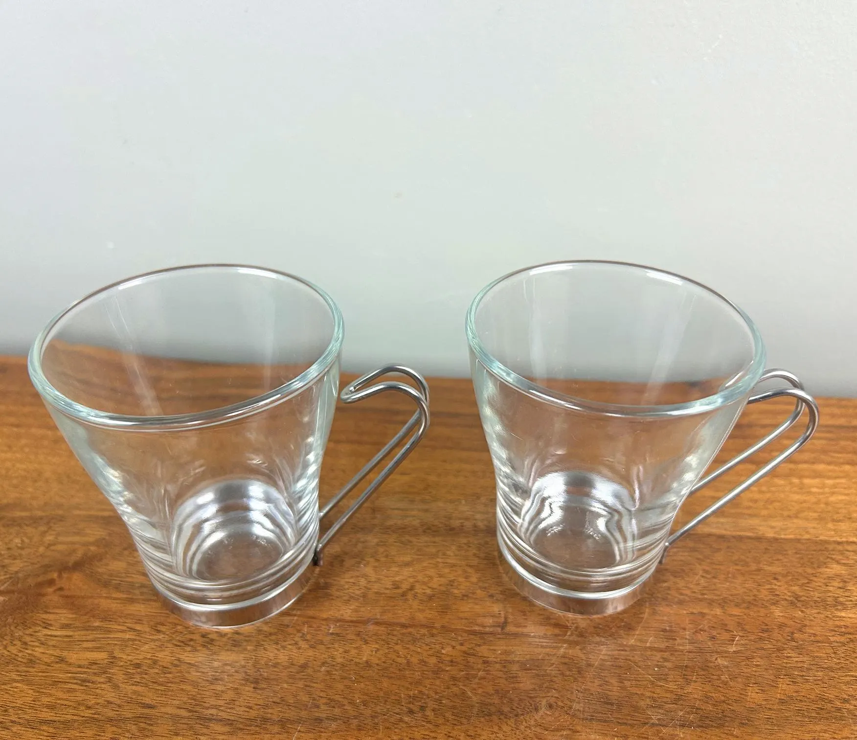 Vintage Bormioli Rocco Vitrosax 8 oz Cappuccino Glasses with Metal Holders - Set of 2 Made in Italy - image 4