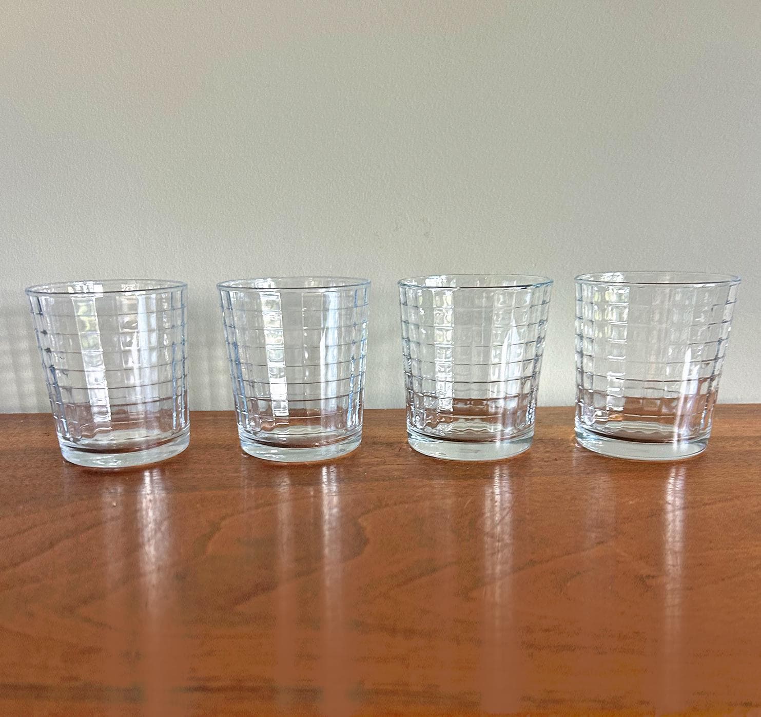 Vintage Pasabahce Scotch Cooler Optic Windowpane Old Fashioned Rocks 12 oz 4" Glasses- Set of 4 - image 4