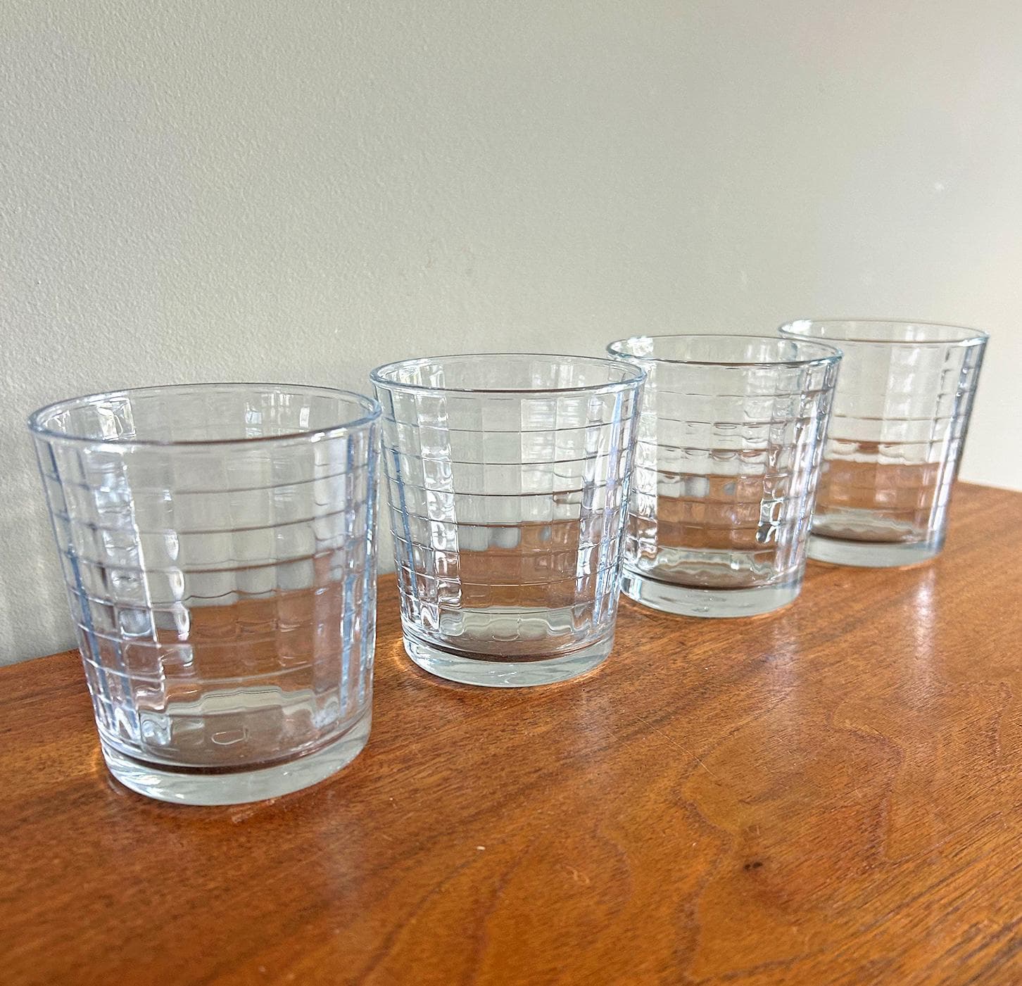 Vintage Pasabahce Scotch Cooler Optic Windowpane Old Fashioned Rocks 12 oz 4" Glasses- Set of 4 - image 5