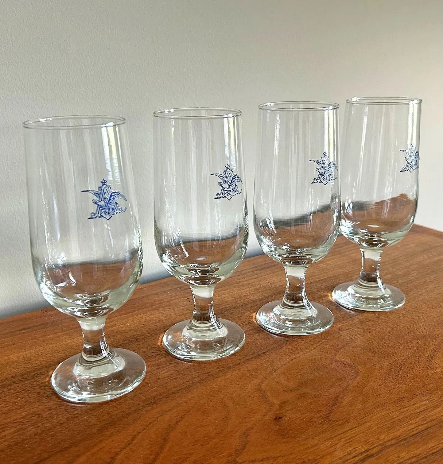 Vintage Anheuser-Busch Stemmed Barware Glasses with Blue Eagle Logo 12 oz - Set of 4 - image 4