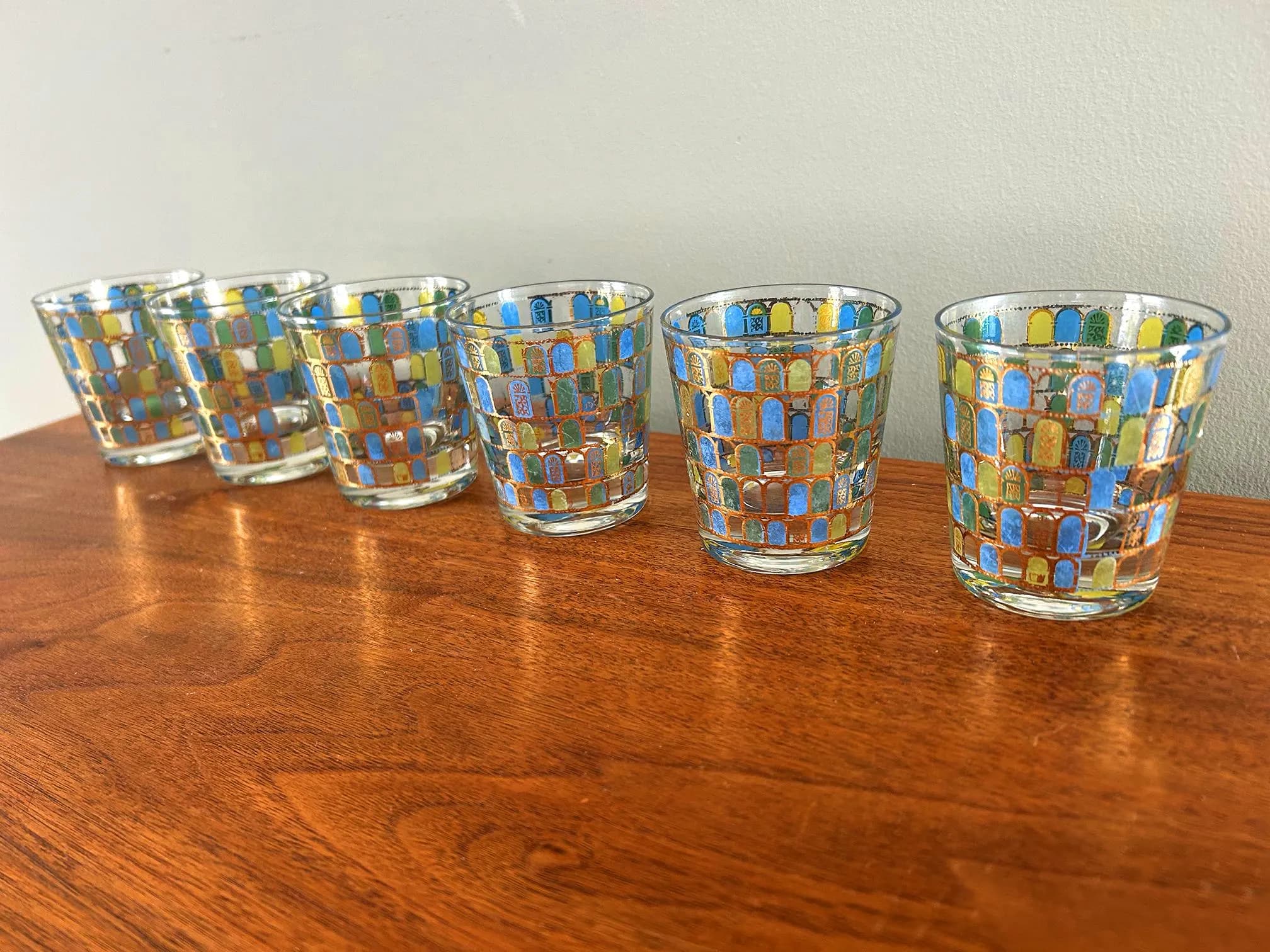 Vintage Cera Low Ball Cathedral Window Design Drinking Glasses - Set of 6 - image 4