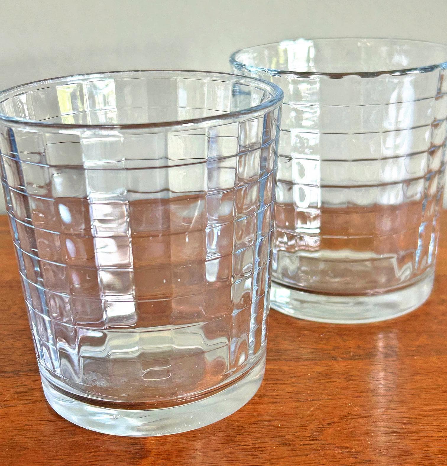 Vintage Pasabahce Scotch Cooler Optic Windowpane Old Fashioned Rocks 12 oz 4" Glasses- Set of 2 - image 5