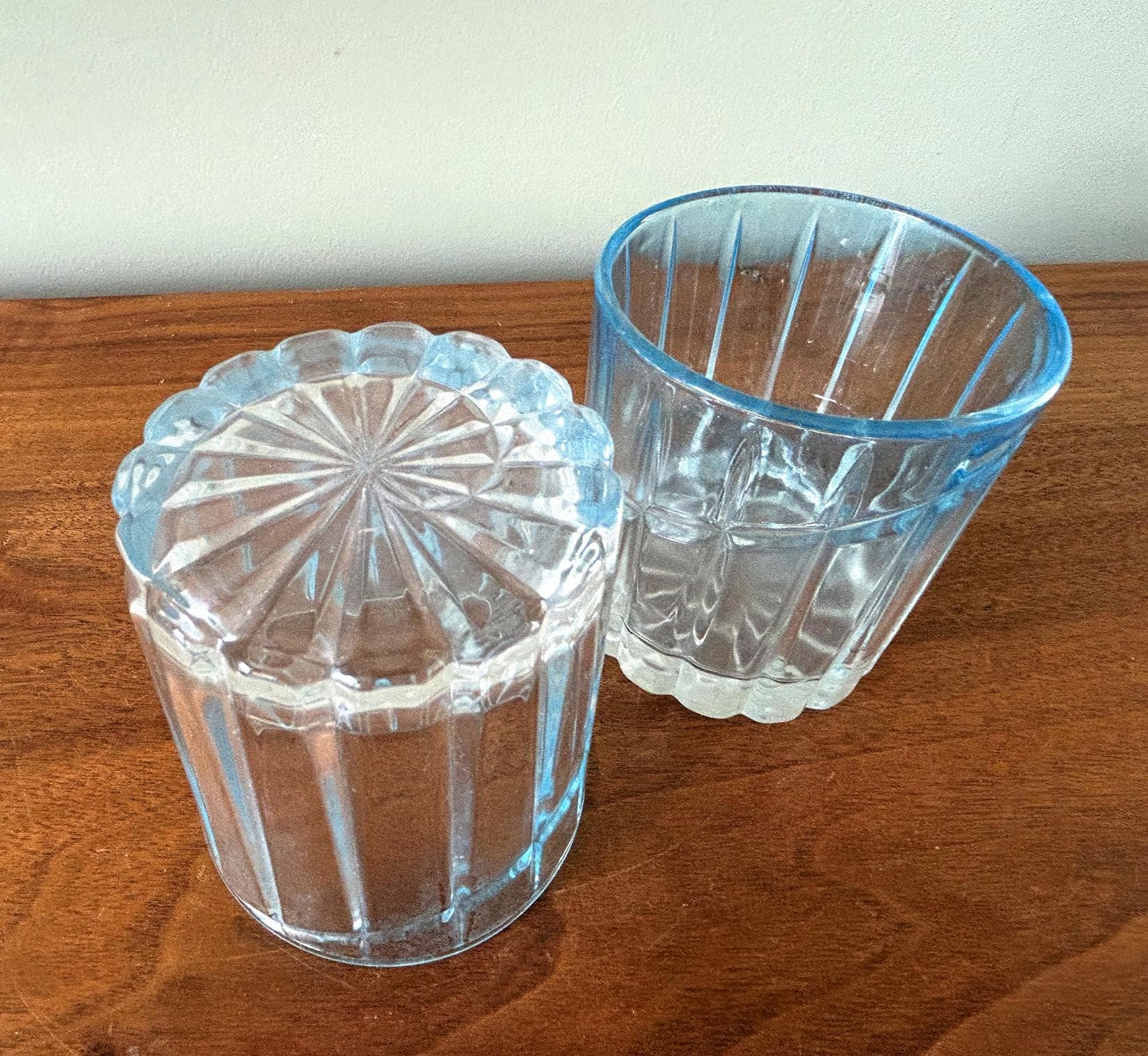 Vintage Pair of Mikasa Arctic Lights Blue Double Old Fashioned Tumblers - image 5
