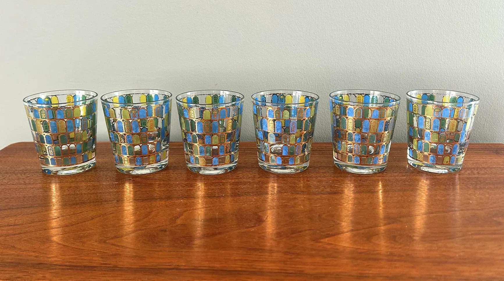 Vintage Cera Low Ball Cathedral Window Design Drinking Glasses - Set of 6 - image 3