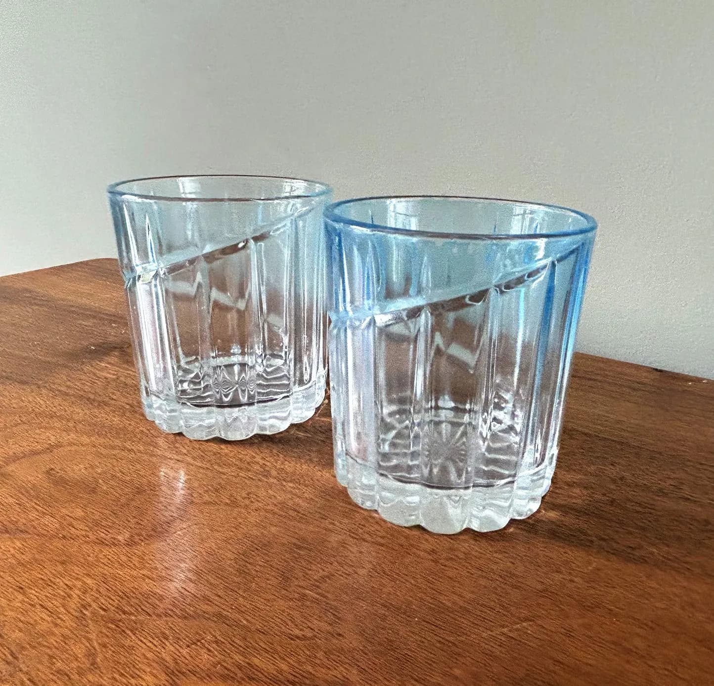 Vintage Pair of Mikasa Arctic Lights Blue Double Old Fashioned Tumblers - image 3