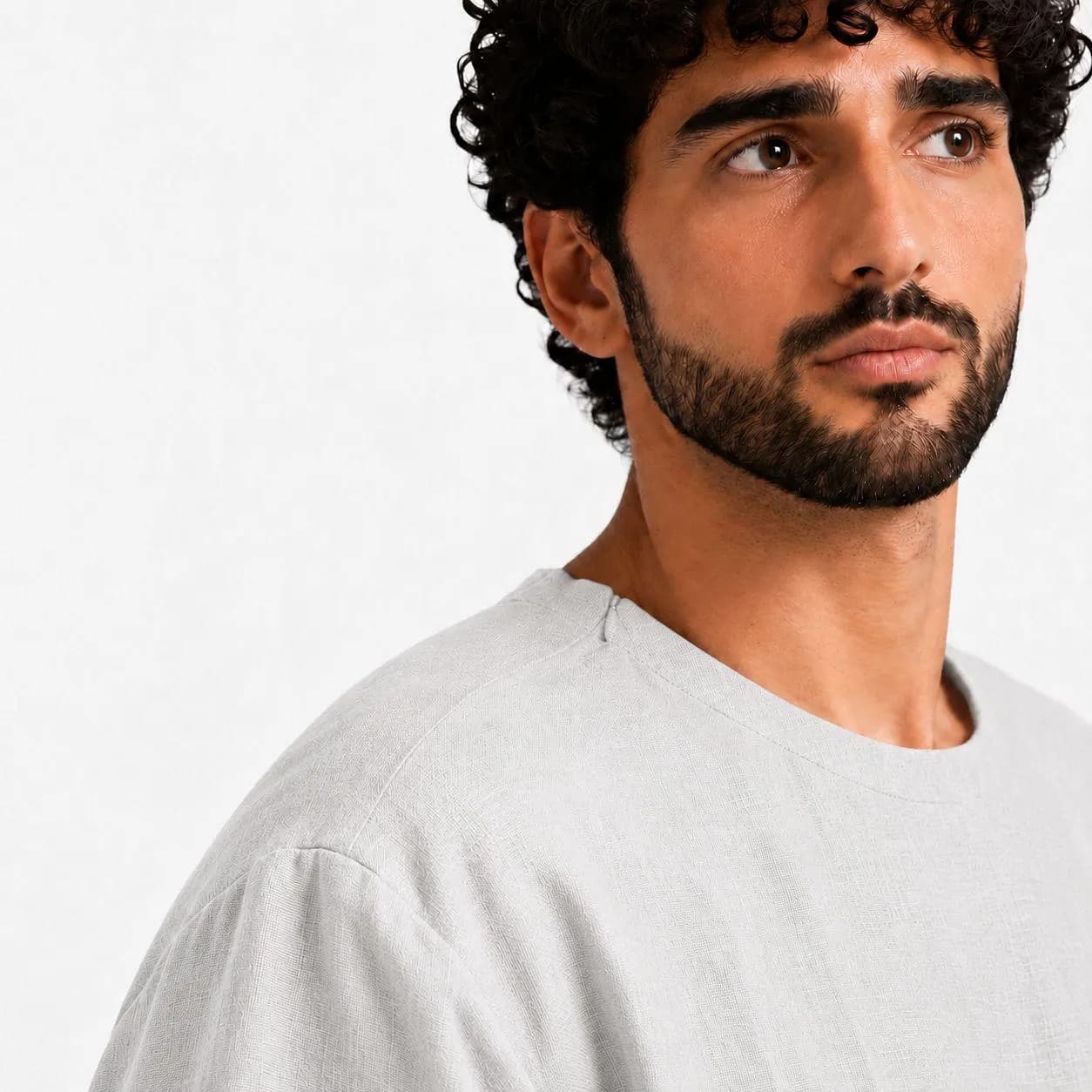 Light Gray Linen Men Kaftan – Qatar Thobe – Arabic Thobes – Dishdasha for Males - image 4