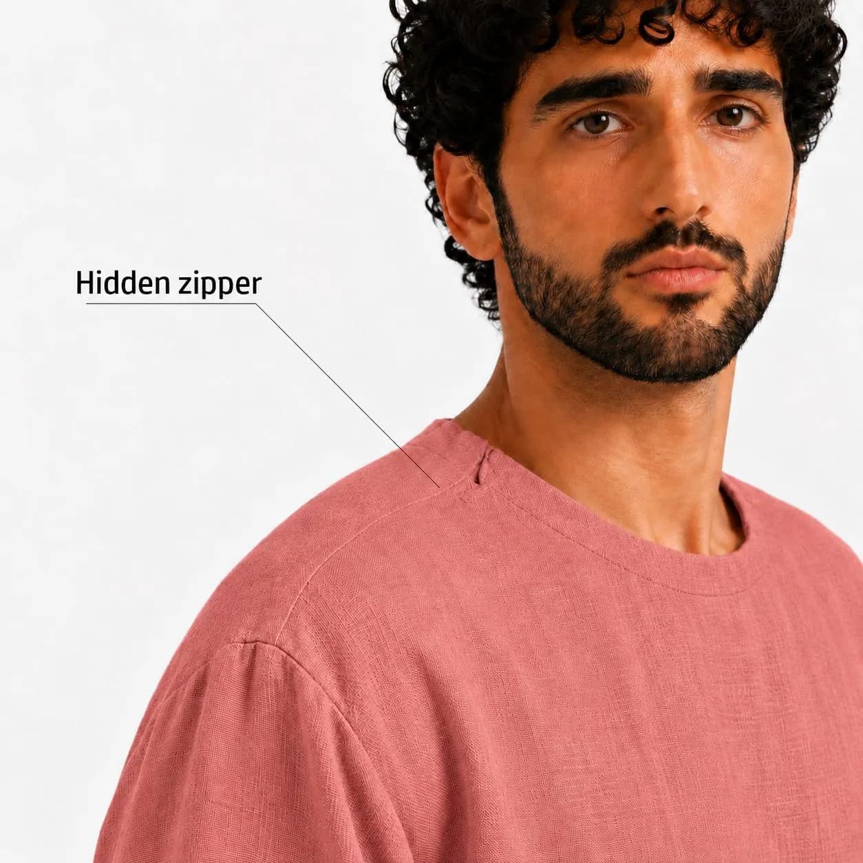 Dusty Rose Men's Thobe – Organic Linen Kaftan – Arabic Modest Menswear – Gift For Muslim - image 4