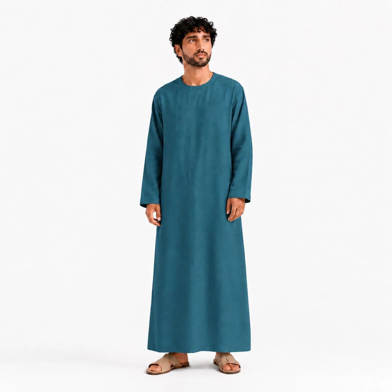 Ocean Wave Mens Thobe – Linen Kaftan – Modest Islamic Menswear – Luxury Thobe