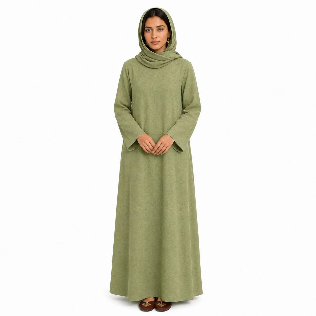 Pistachio Green Abaya Dress – Dubai Style Abayas – Maxi Kaftan Dresses – Organic Linen –  Modern Kaftan