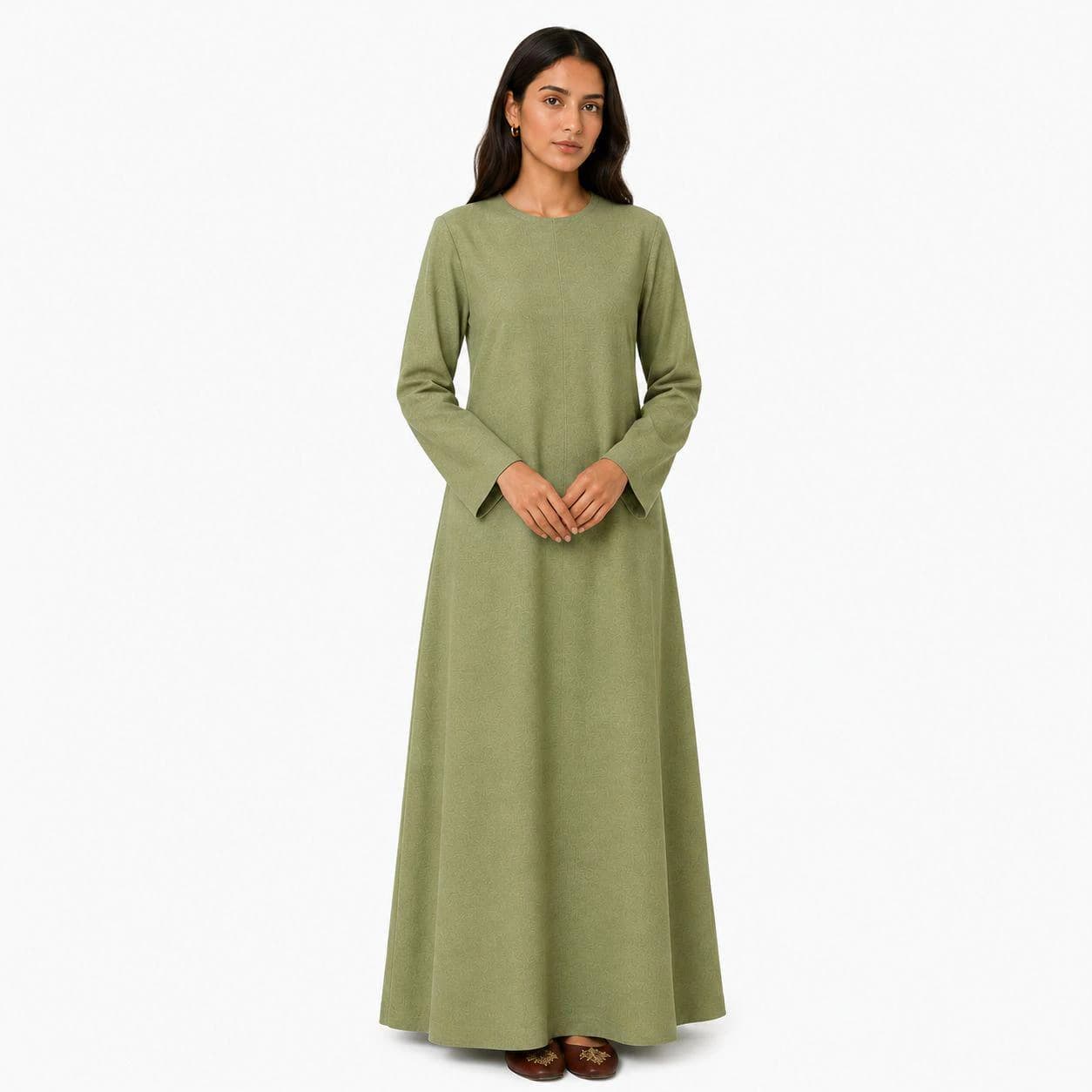 Pistachio Green Abaya Dress – Dubai Style Abayas – Maxi Kaftan Dresses – Organic Linen –  Modern Kaftan - image 4