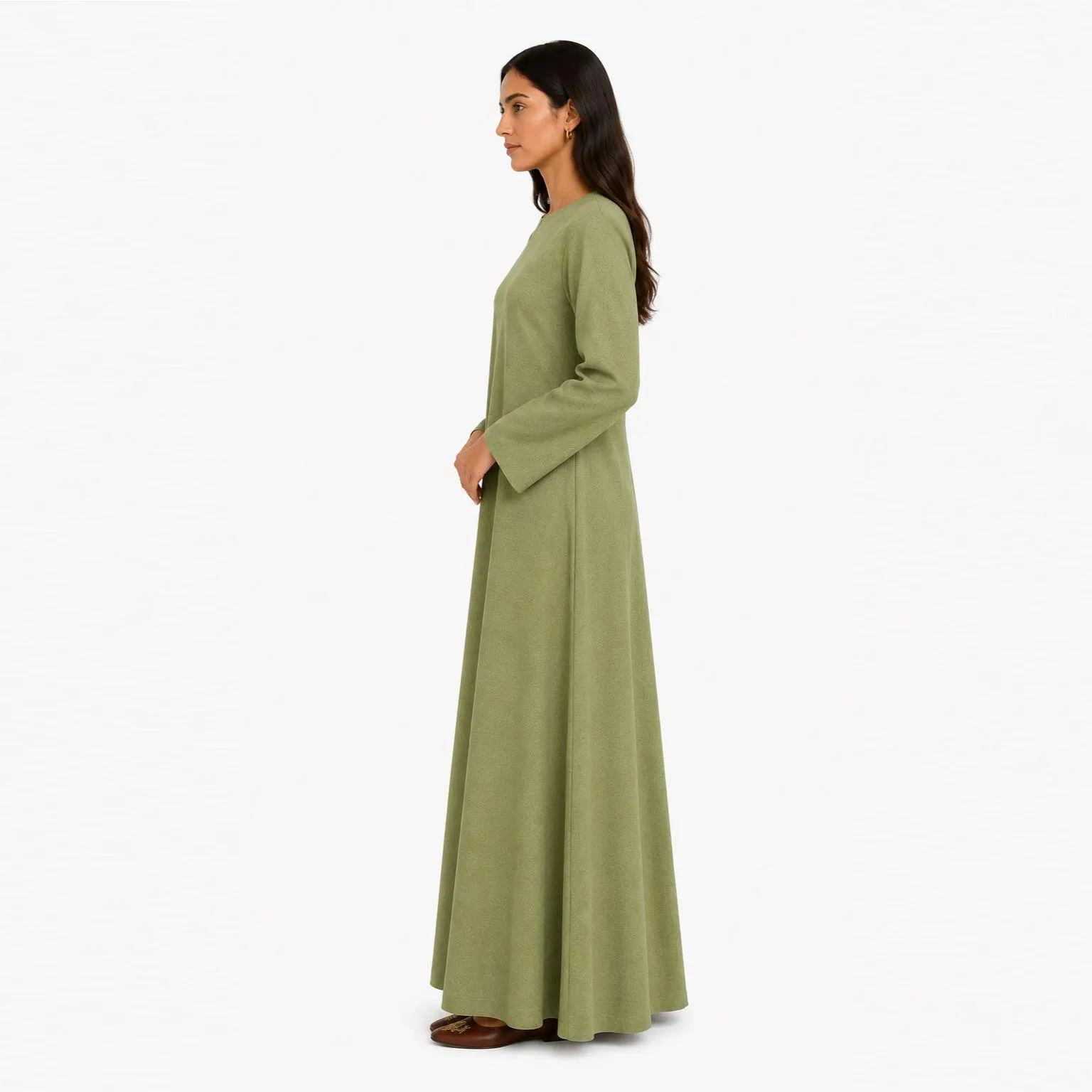 Pistachio Green Abaya Dress – Dubai Style Abayas – Maxi Kaftan Dresses – Organic Linen –  Modern Kaftan - image 5