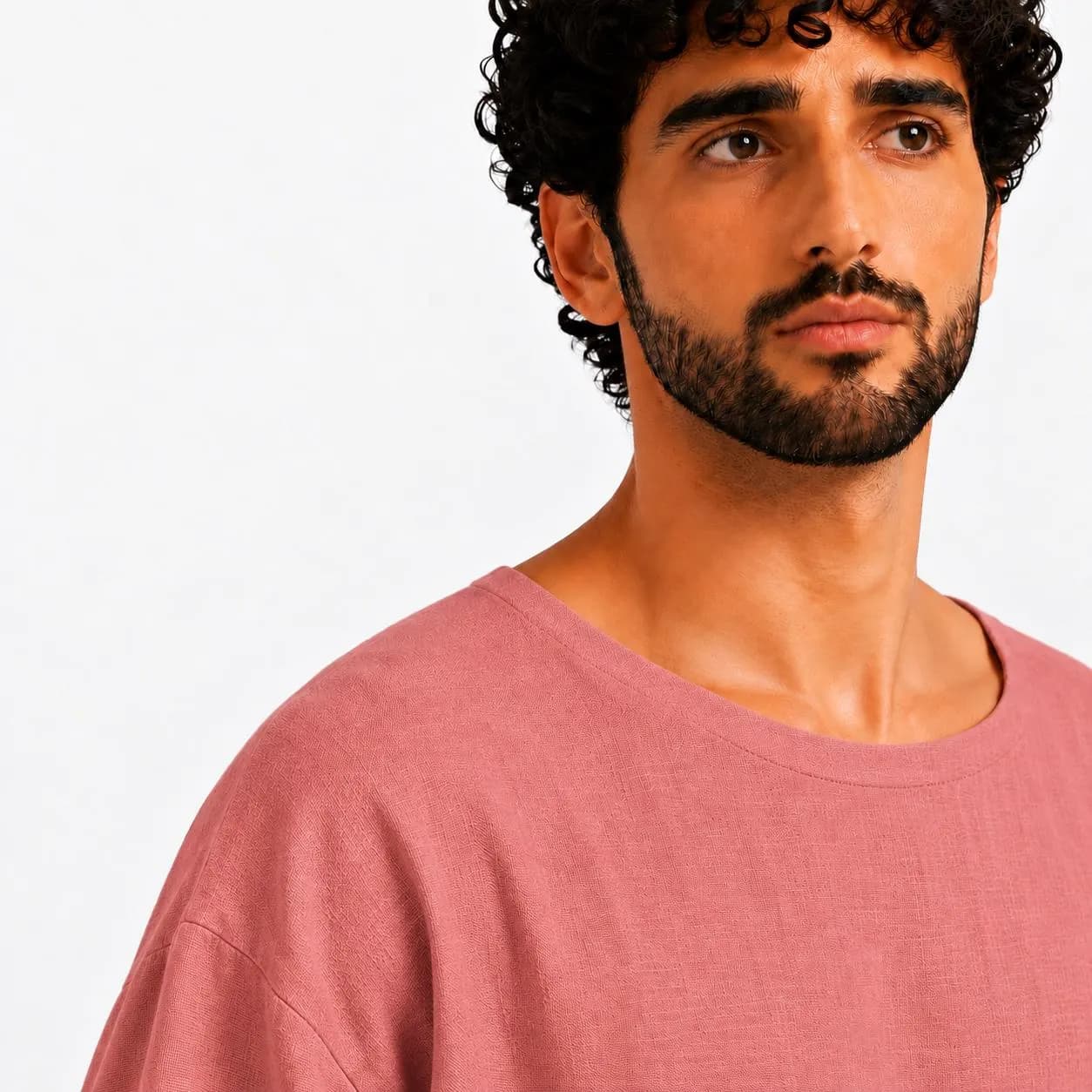 Dusty Rose Men's Abaya – Linen Thobe for Men – Arabic Kandura – Modern Islamic Clothing - image 4