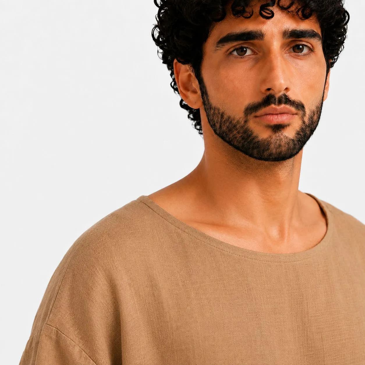 Desert Camel Men's Kandura – Organic Linen Thobe – Islamic Jubba – Modern Arabic Menswear - image 4