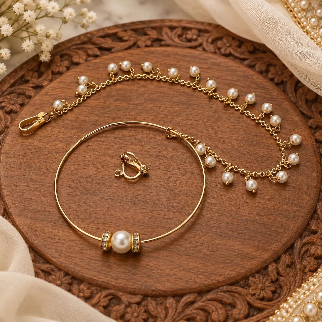 Indian Pakistani brid Nose Ring Gold Plated, Nose ring for  Pierced Nose - image 5
