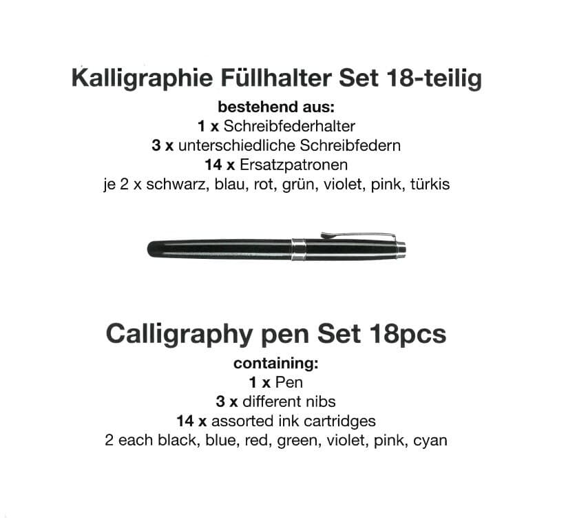 Calligraphy fountain pen set- 3 different tips and 14 replacement color cartridges-Discount! - image 4