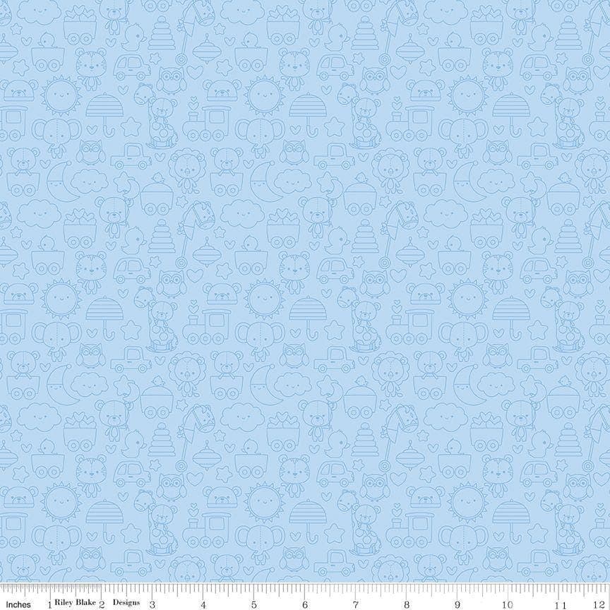 Special Delivery Tone-on-Tone Blue by Doodlebug Design Inc. for Riley Blake Designs C15283-BLUE Sold in HALF yard increments