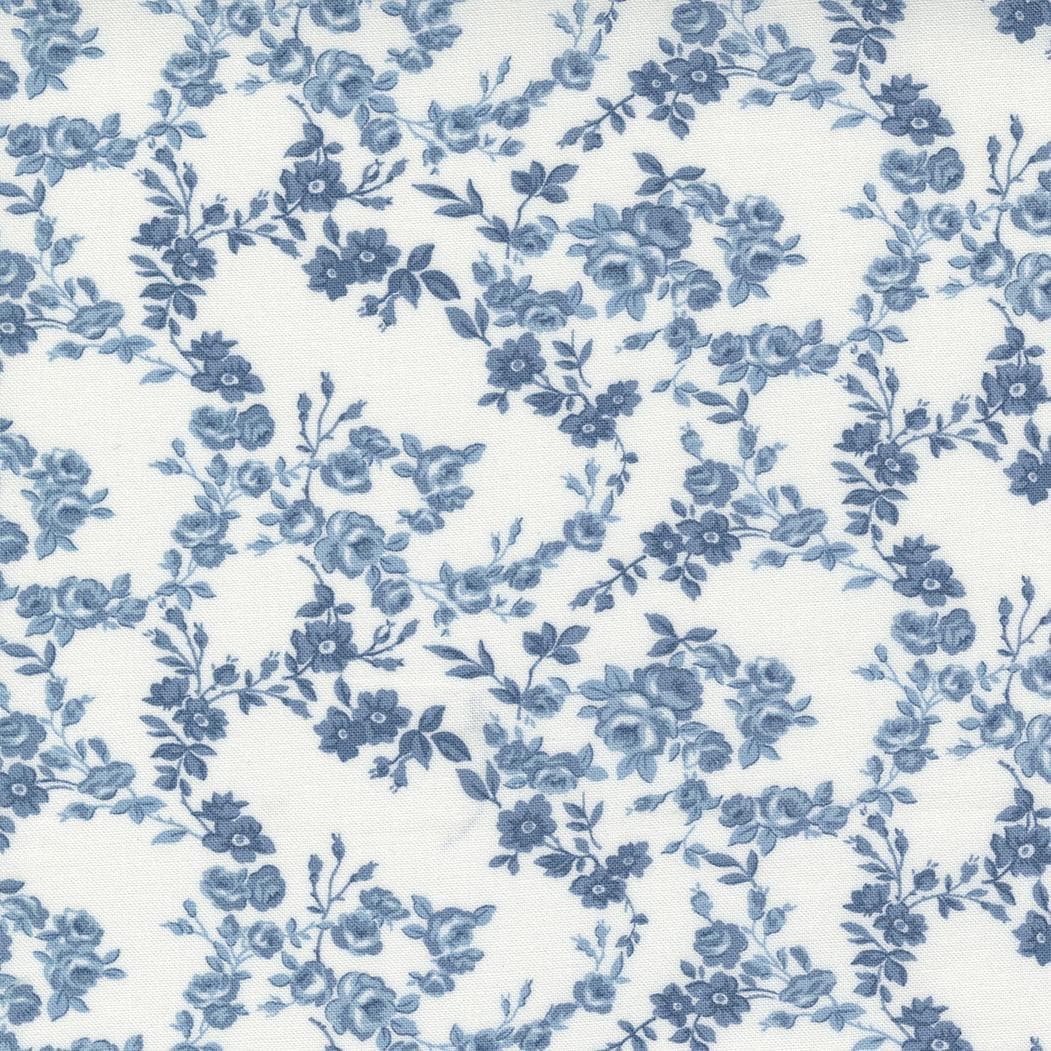 Nantucket Summer Surfside Cream Blue by Camille Roskelley for Moda Fabrics 55263 24 Fabric sold in HALF YARD increments