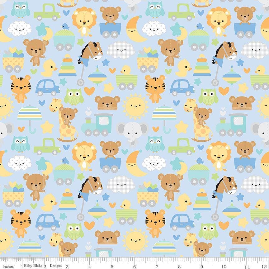 Special Delivery Main Blue by Doodlebug Design Inc. for Riley Blake Designs C15280-BLUE Sold in HALF yard increments