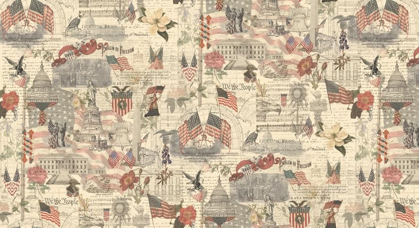 Patriotic Collages Porcelain by 3 Sisters for Moda Fabrics 44372 11 Fabric is sold in HALF YARD increments
