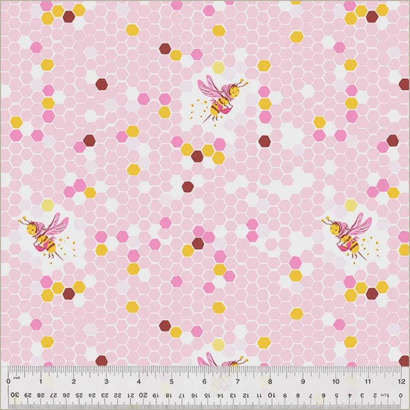 Studio Edit Hex Bee Pink by Heather Ross for Windham Fabrics 37025D-6 Sold in HALF yard increments