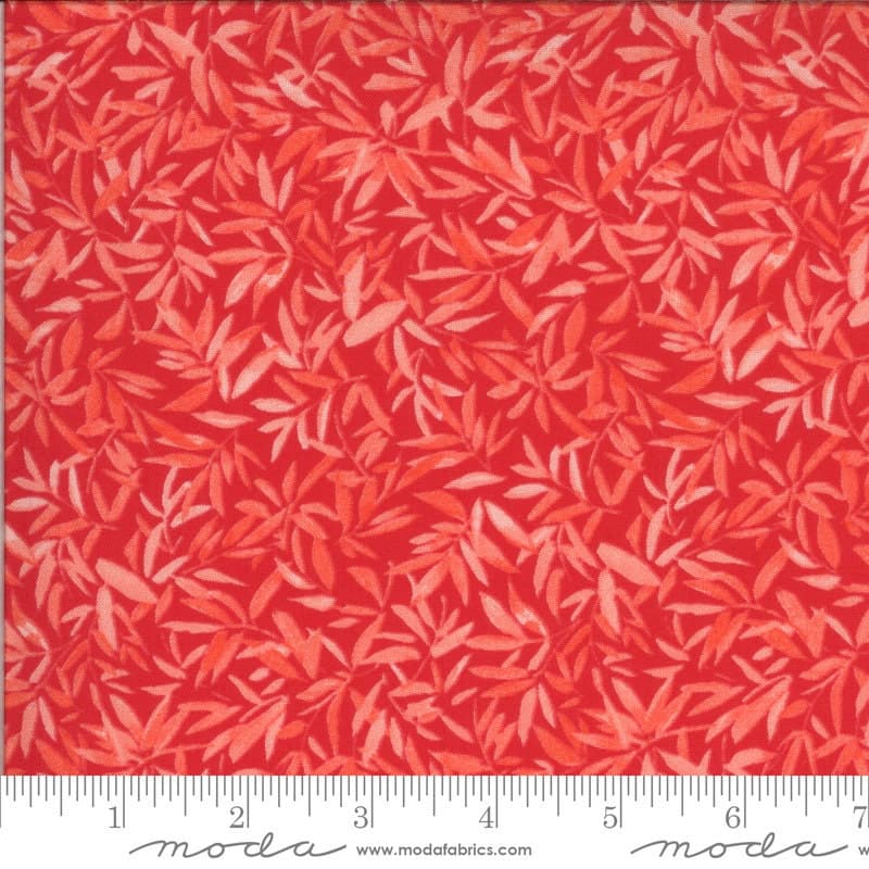 Lulu Leaves Geranium by Chez Moi for Moda Fabrics 33582 20 this fabric is Sold in HALF yard increments