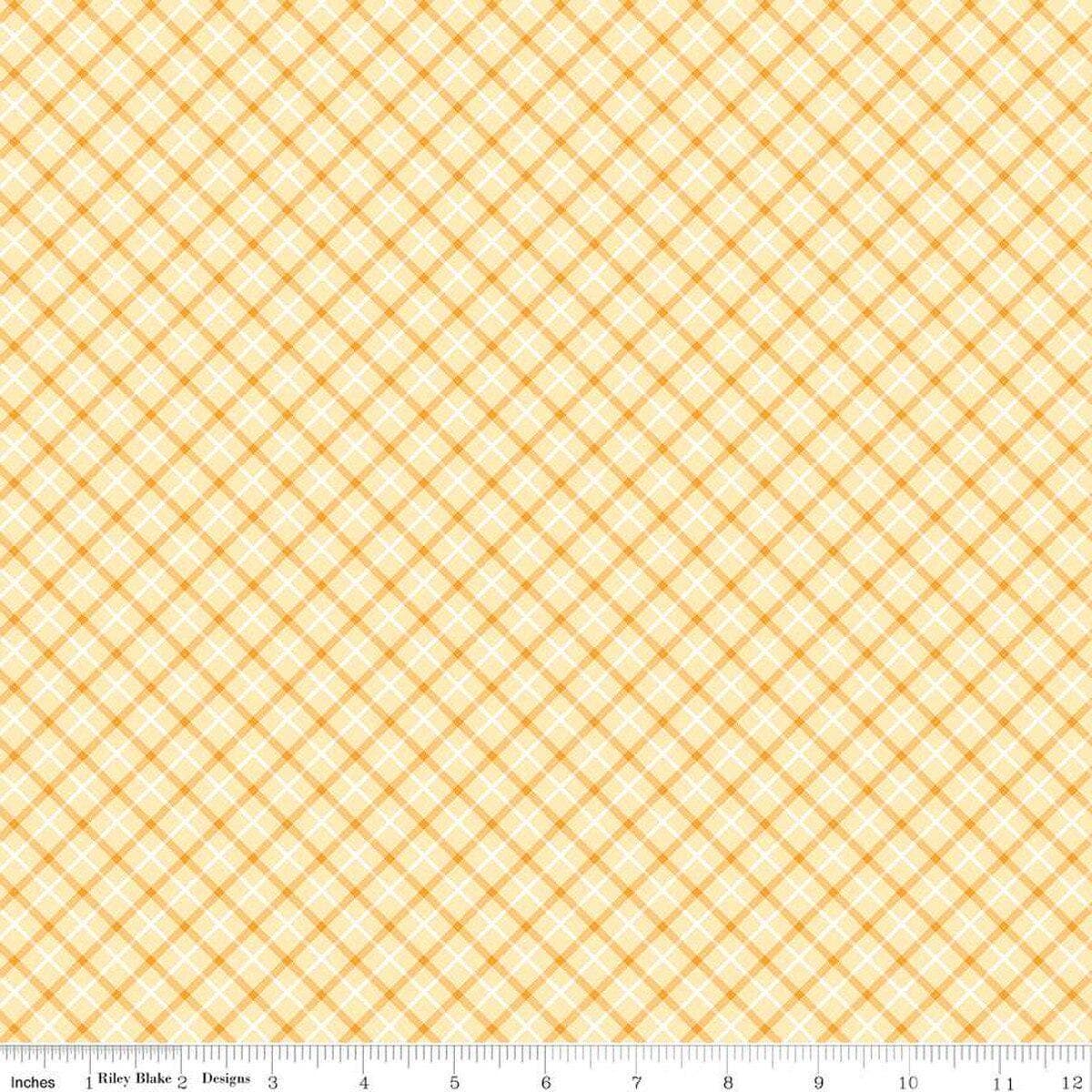 Special Delivery Plaid Yellow by Doodlebug Design Inc. for Riley Blake Designs C15281-YELLOW Sold in HALF yard increments