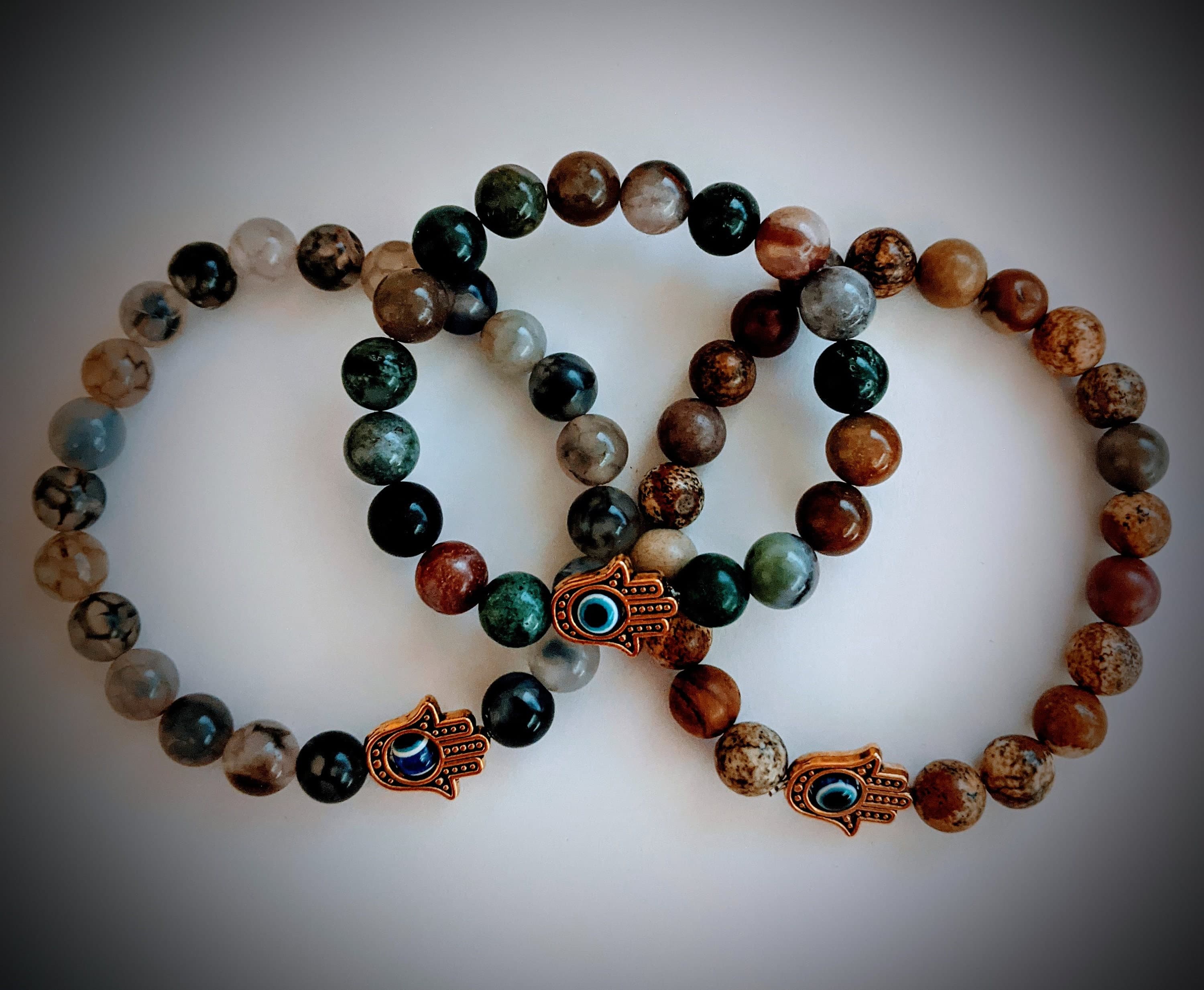 Hamsa Hand Agate Bracelets