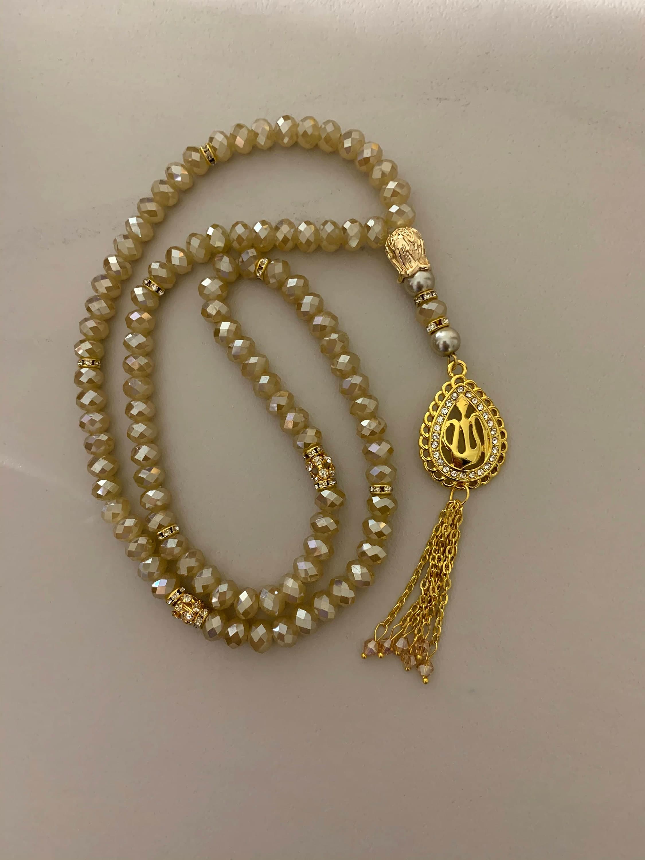 99 Beige Gold Crystal Tasbih - image 3